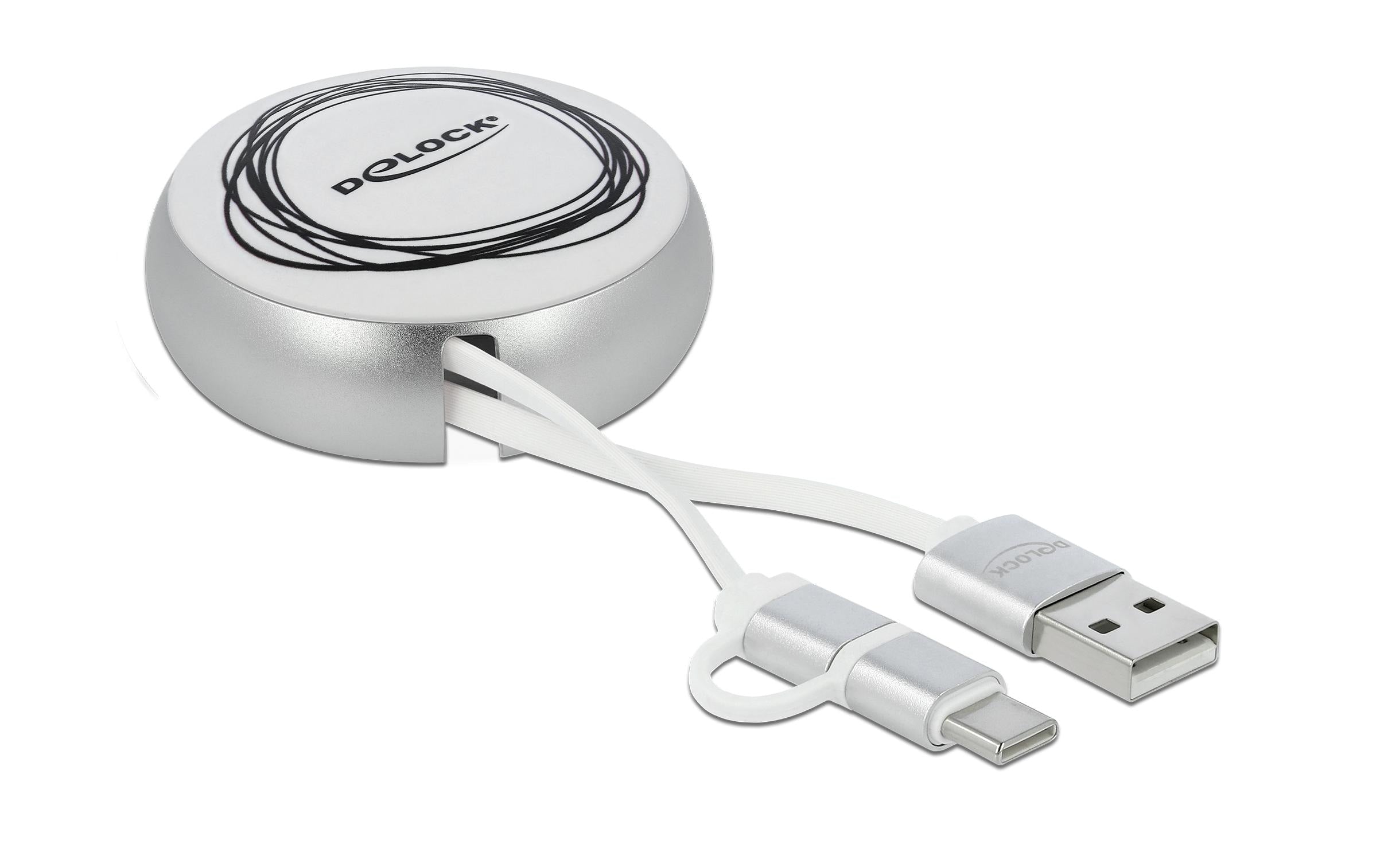 USB2.0 Aufrollkabel, 92CM, A-MB/Typ-C