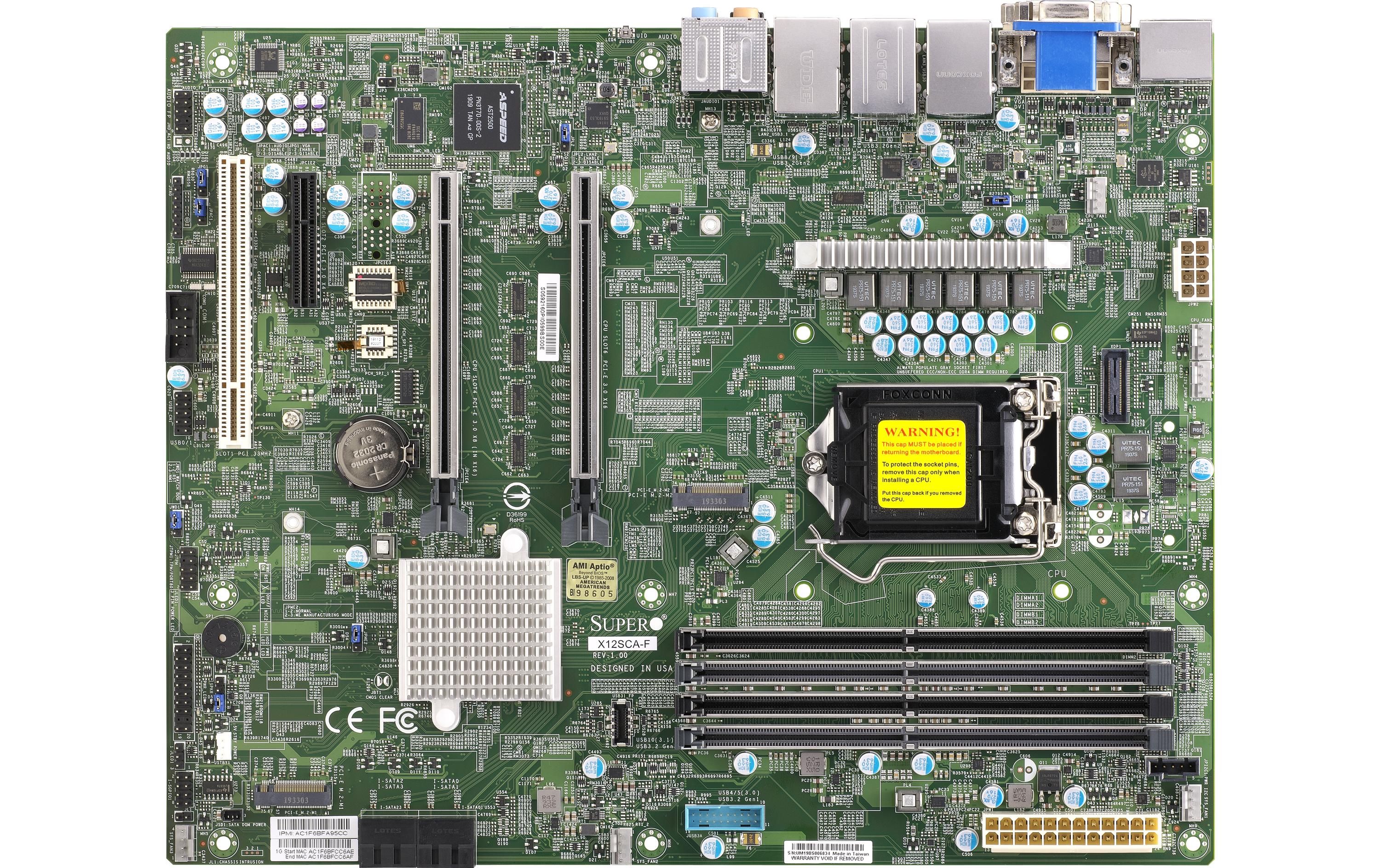 Supermicro X12SCA-F: LGA1200 i3-i9Core 10th