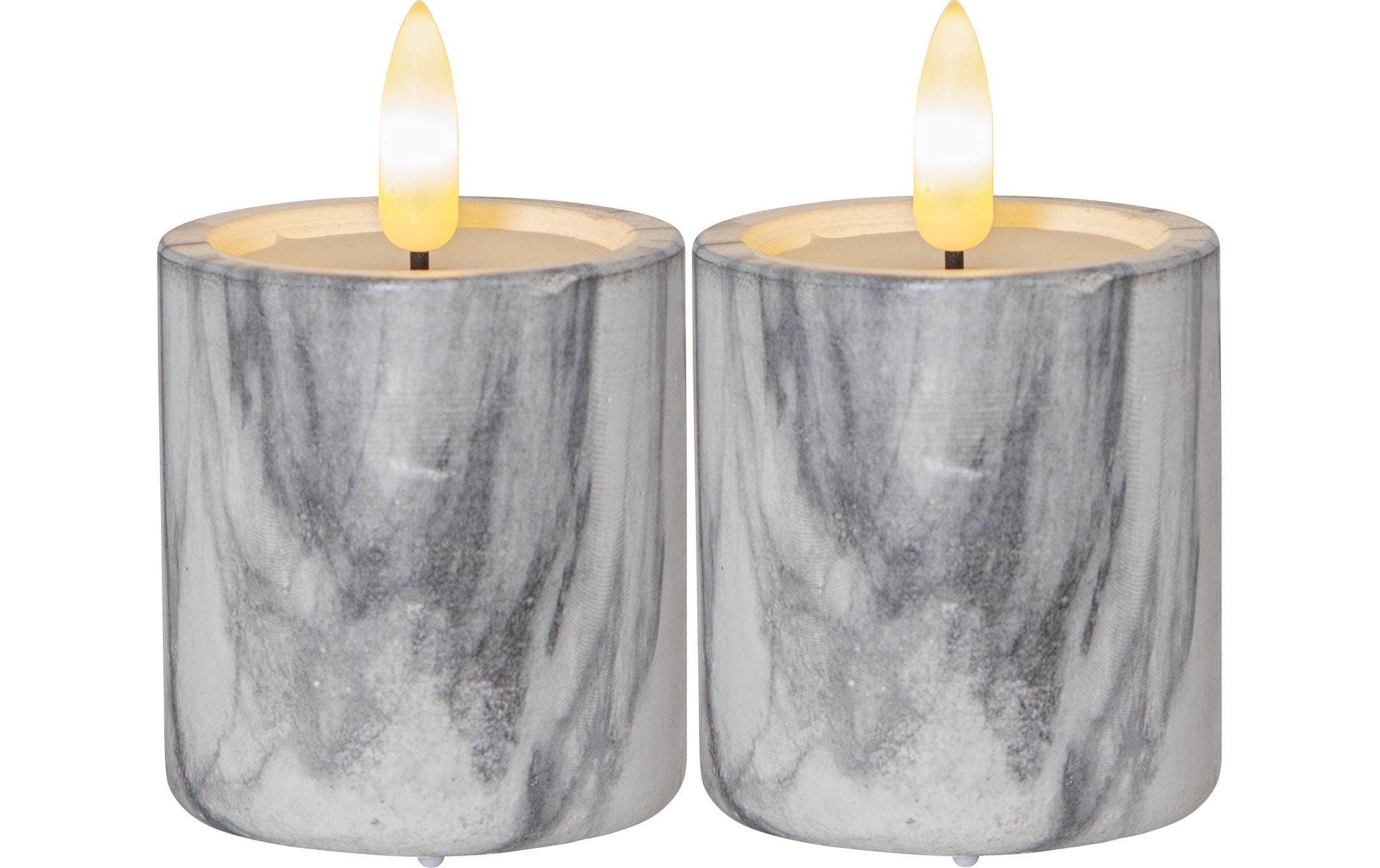 Star Trading LED Pillar 2er Flamme Marble