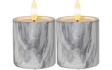 Star Trading LED Pillar 2er Flamme Marble