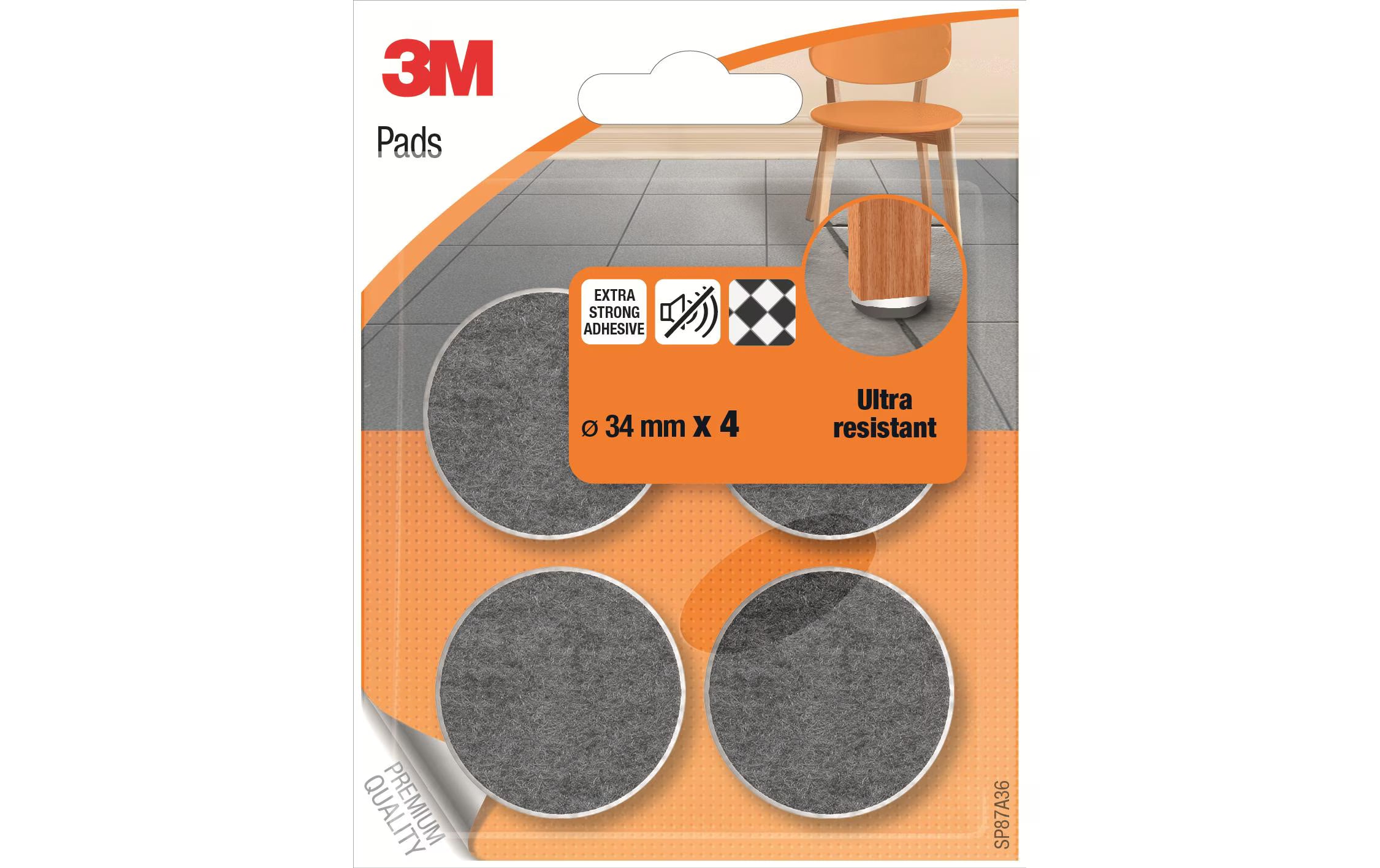 3M Grau/weiss, 4 Stück Ø 34mm, ULTRA RES.