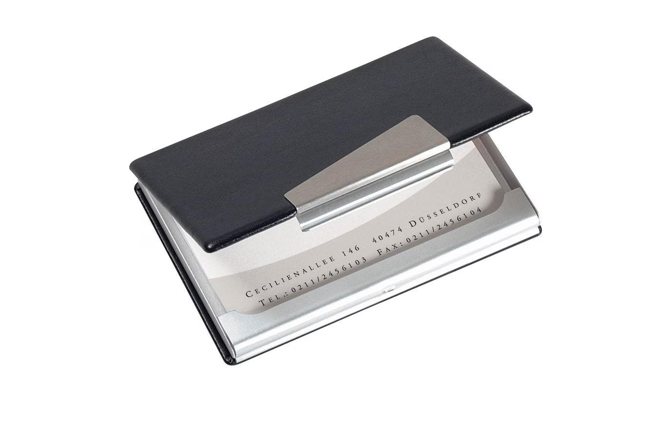 Sigel Visitenkarten-Etui, silber,schwarz
