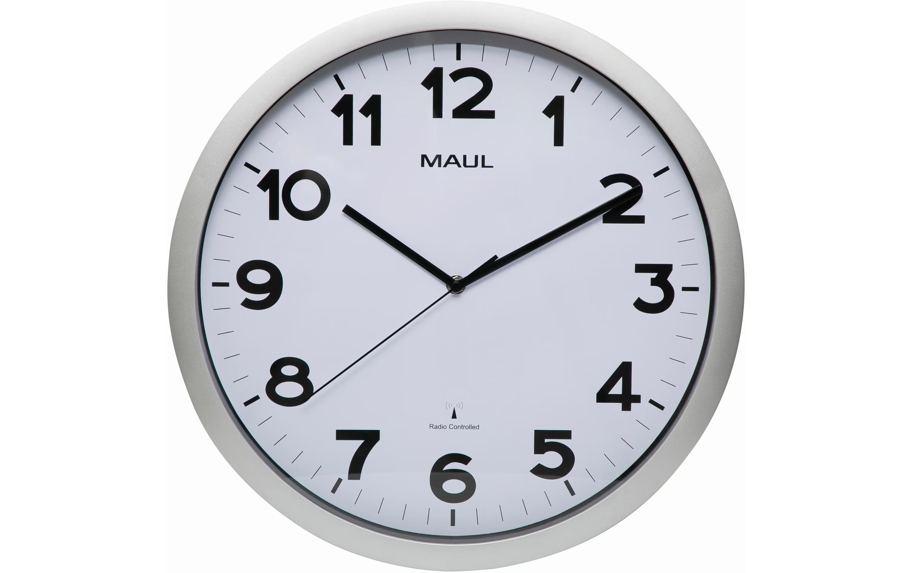 MAUL Wanduhr MAULstep, Weiss, Silberrand