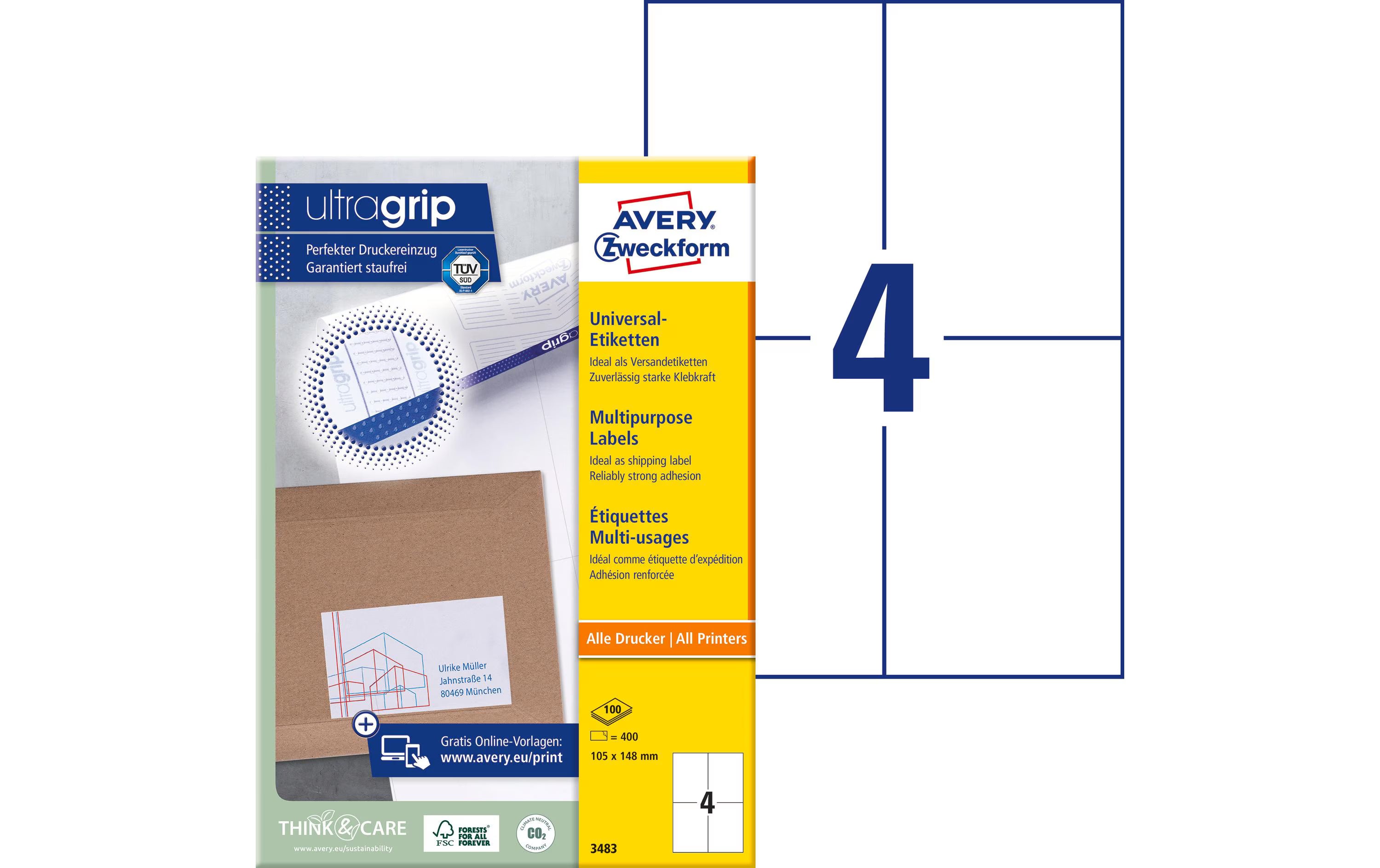 Avery Zweckform Etiketten A4, 105x148mm