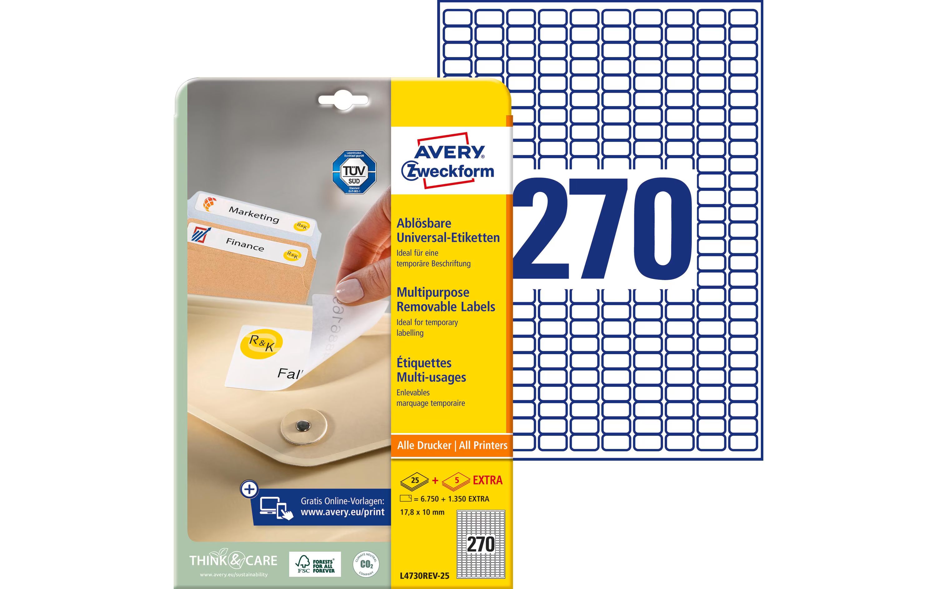 Avery Zweckform Etiketten stick+Lift, weiss