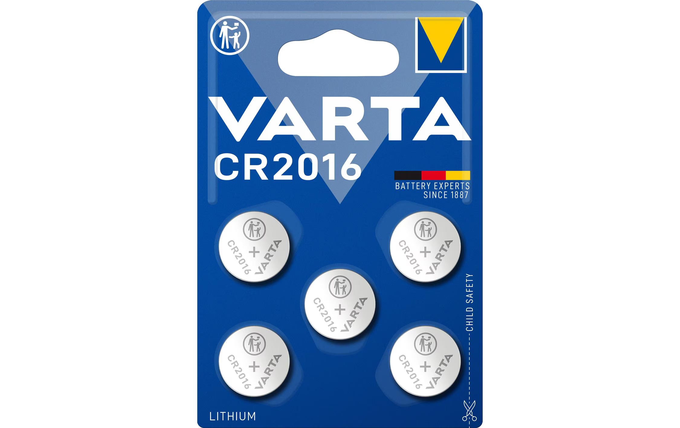 Varta, Knopfzelle CR2016 , 5 Stück