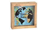Spardose Reisekasse aus Holz/Glas