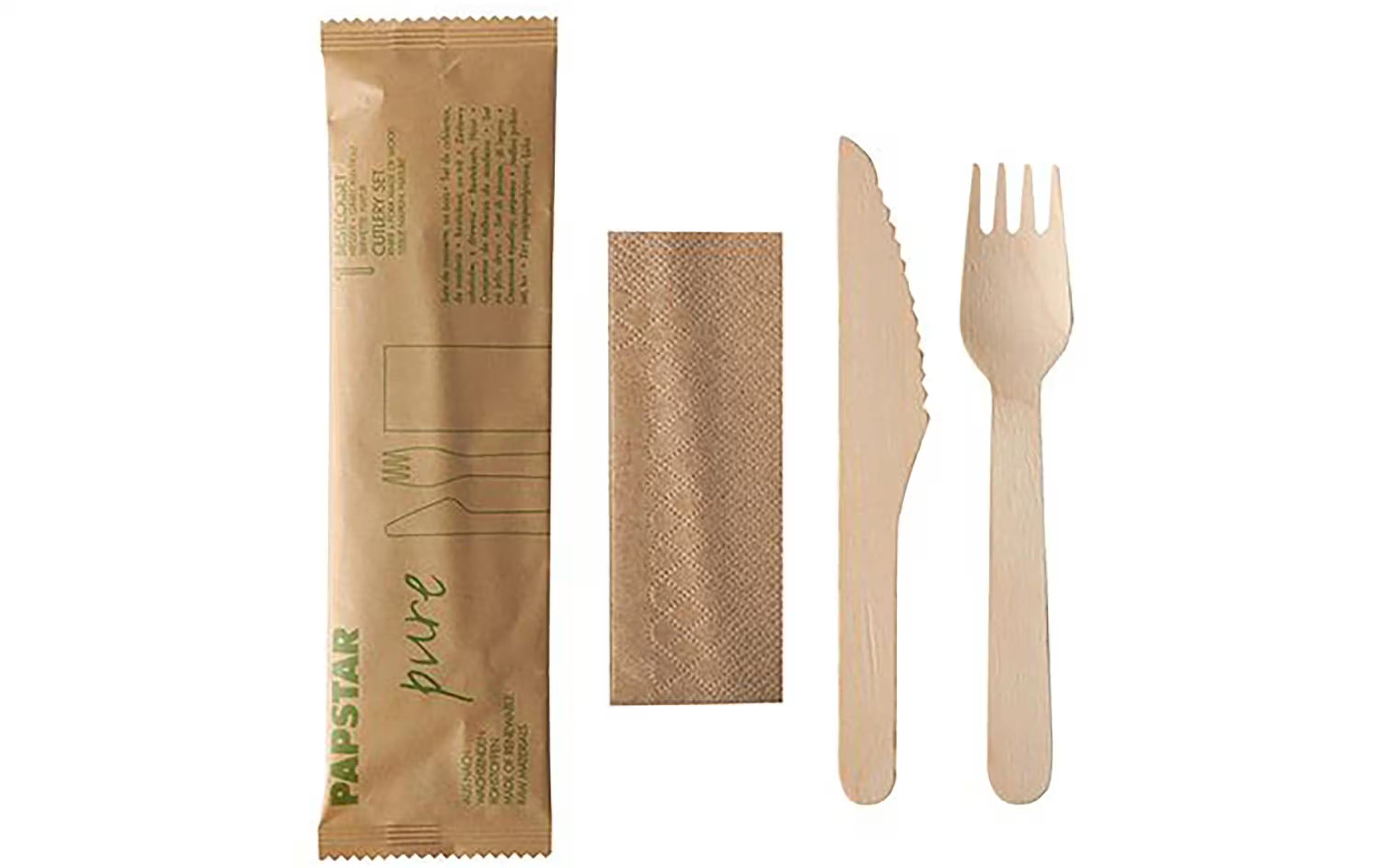 Papstar Holz Besteckset pure 3-teilig