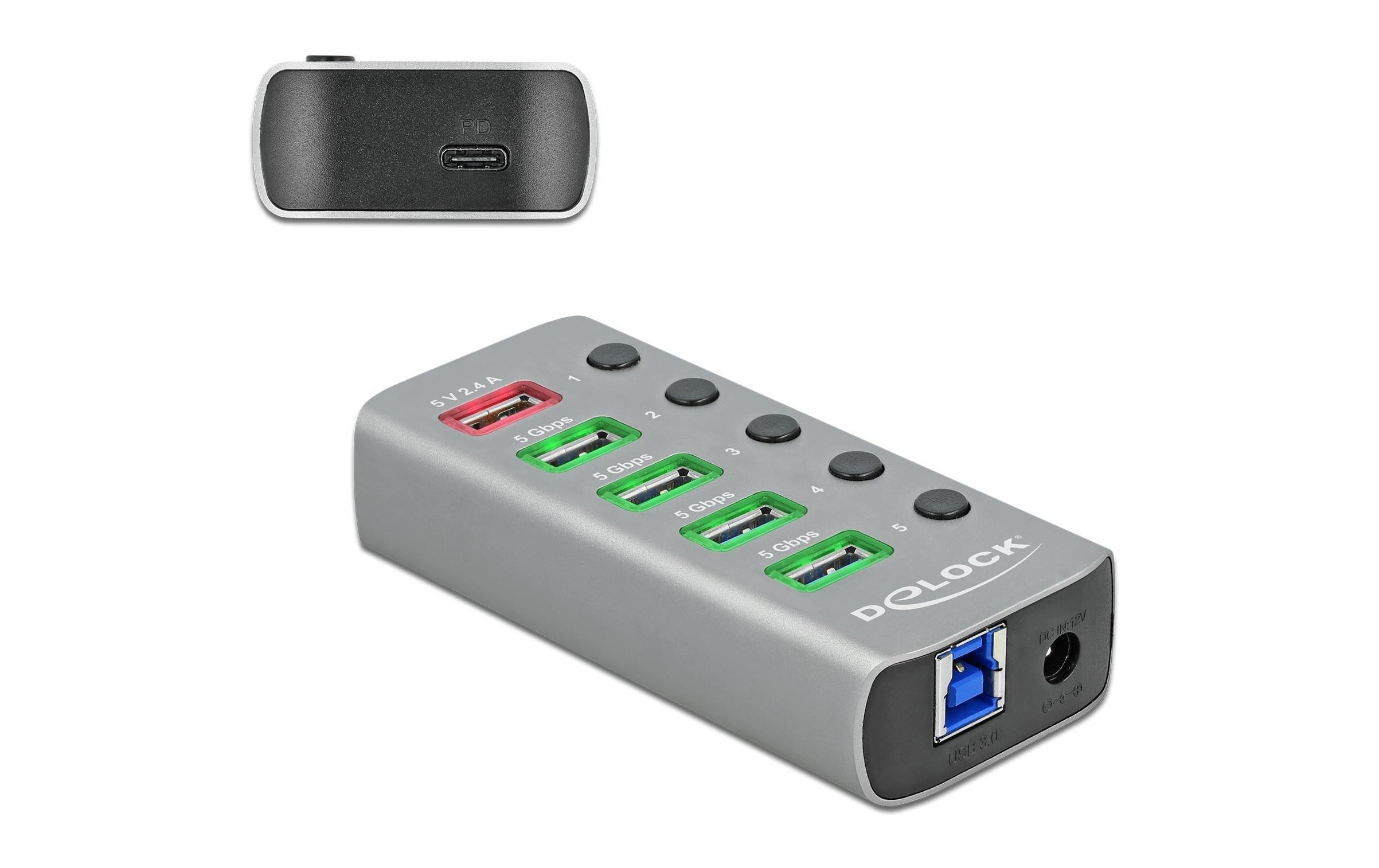 Delock externer USB 3.0 Hub 4-Ports, PD