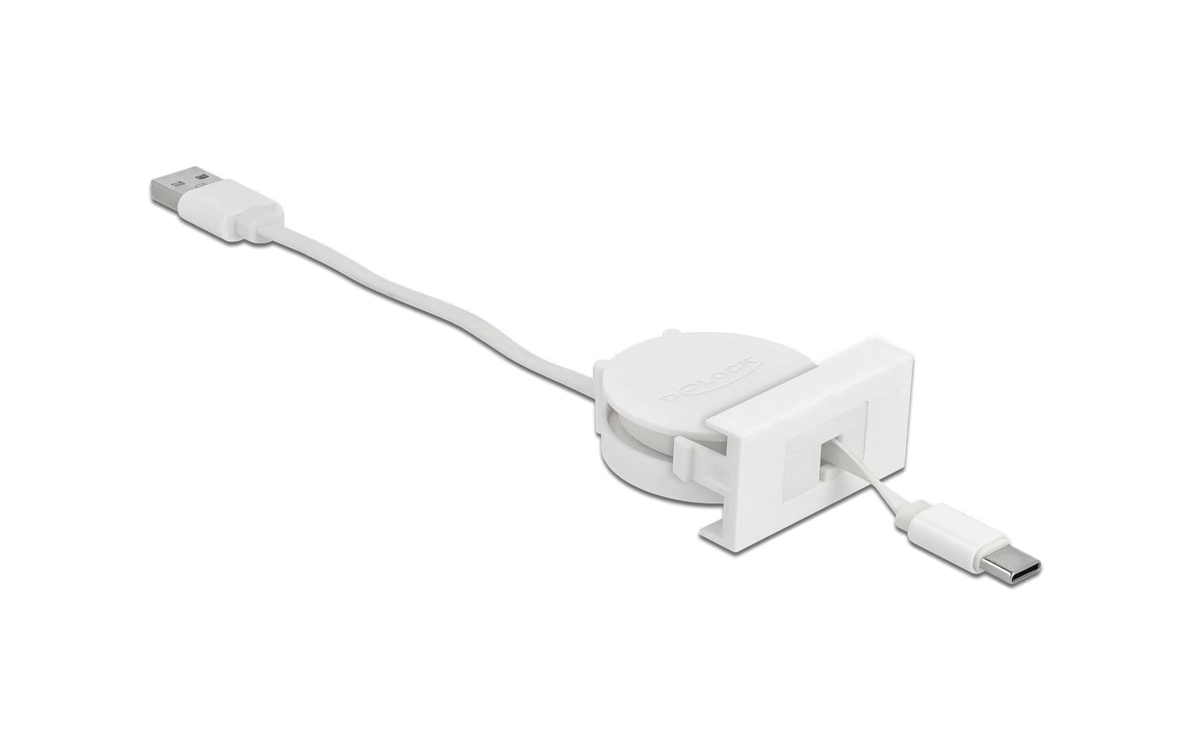 Delock Easy 45 USB-A-C Ausrollkabel, weiss