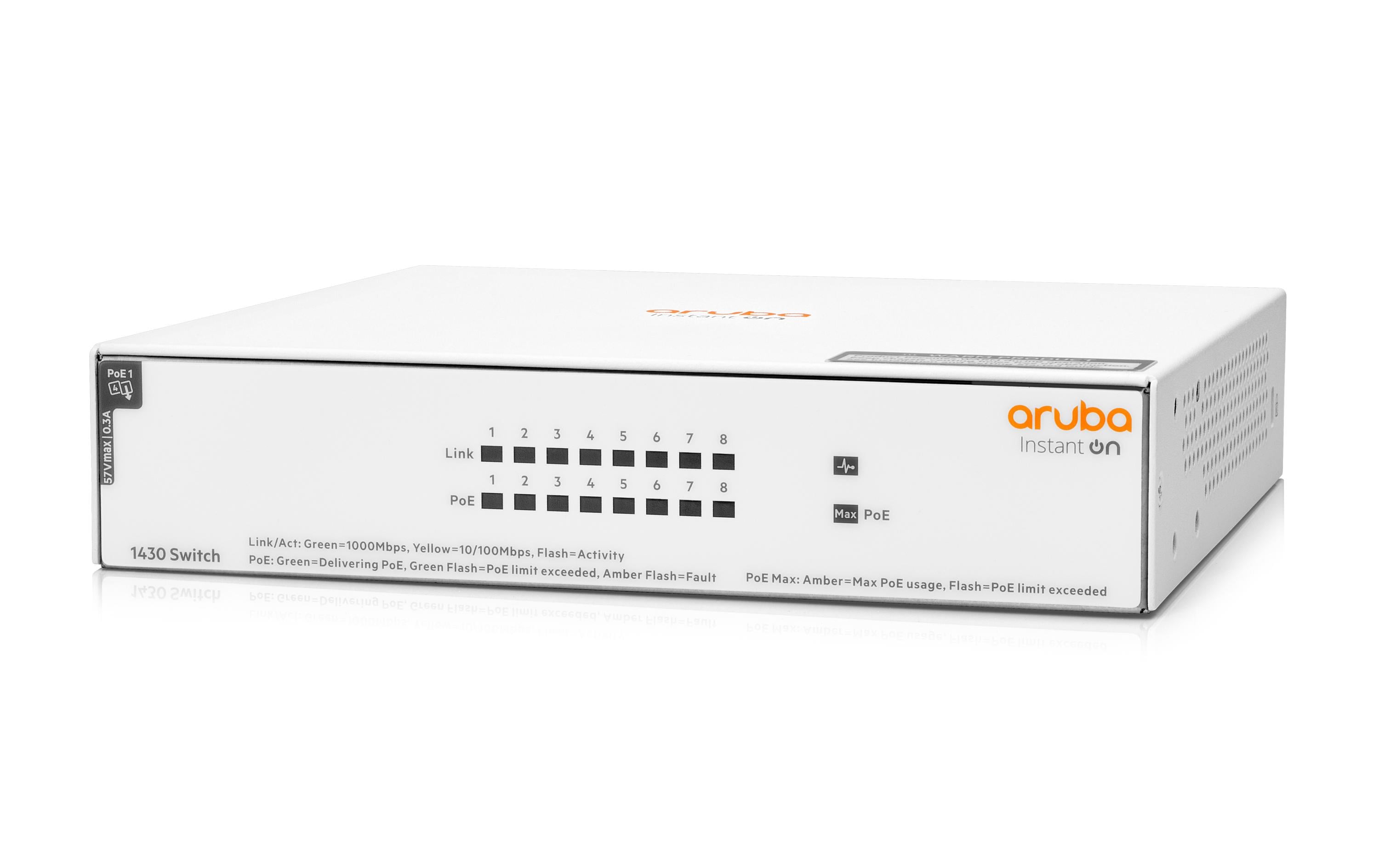 HP 1430-8G-PoE+: 8 Port Switch, 1Gbps