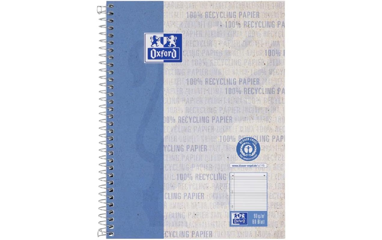 Oxford Collegeblock Recycling blau