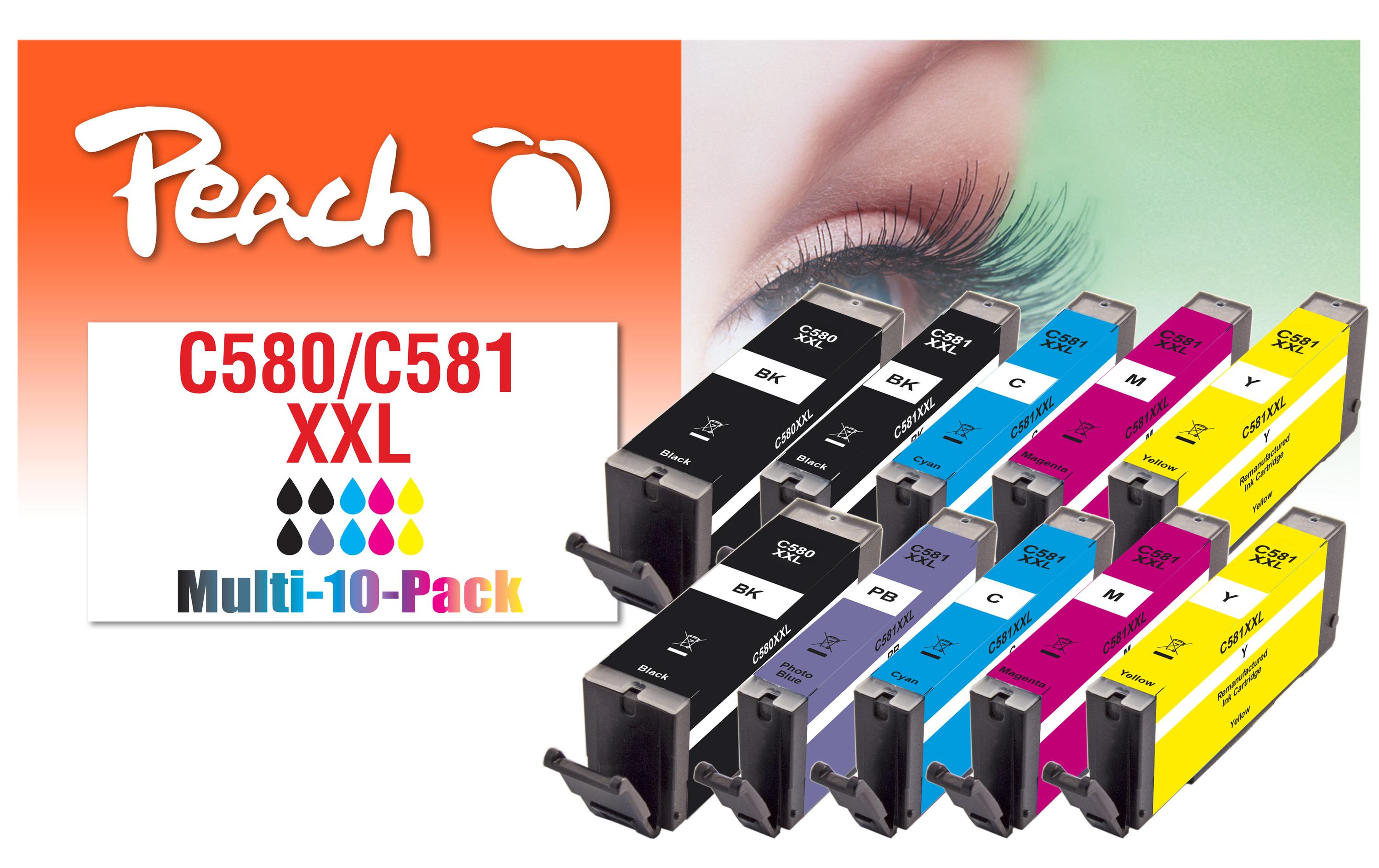 Peach Canon 580XXL/581XXL,Multi-10-Pack