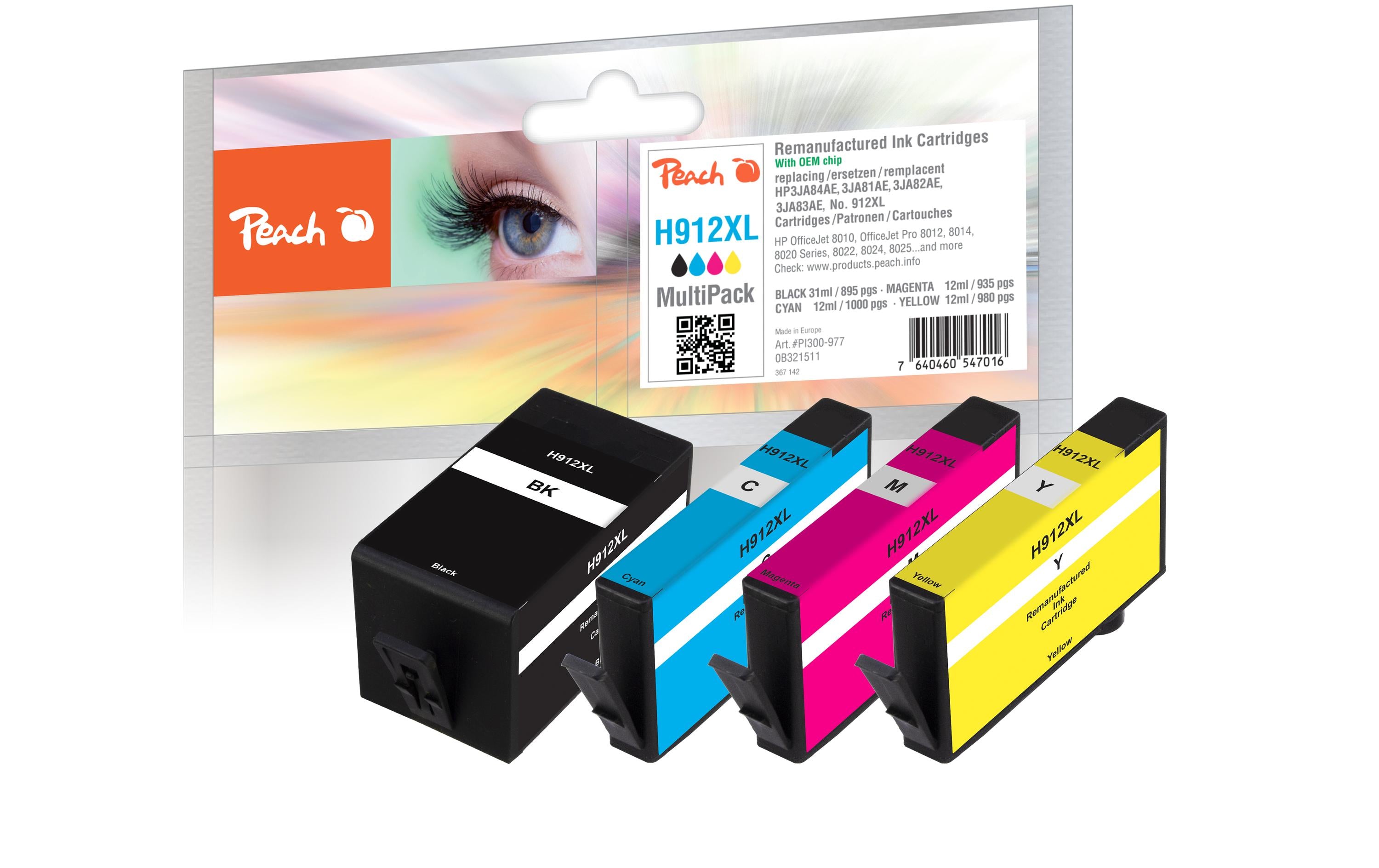 Peach HP No. 912XL, Multi-Pack