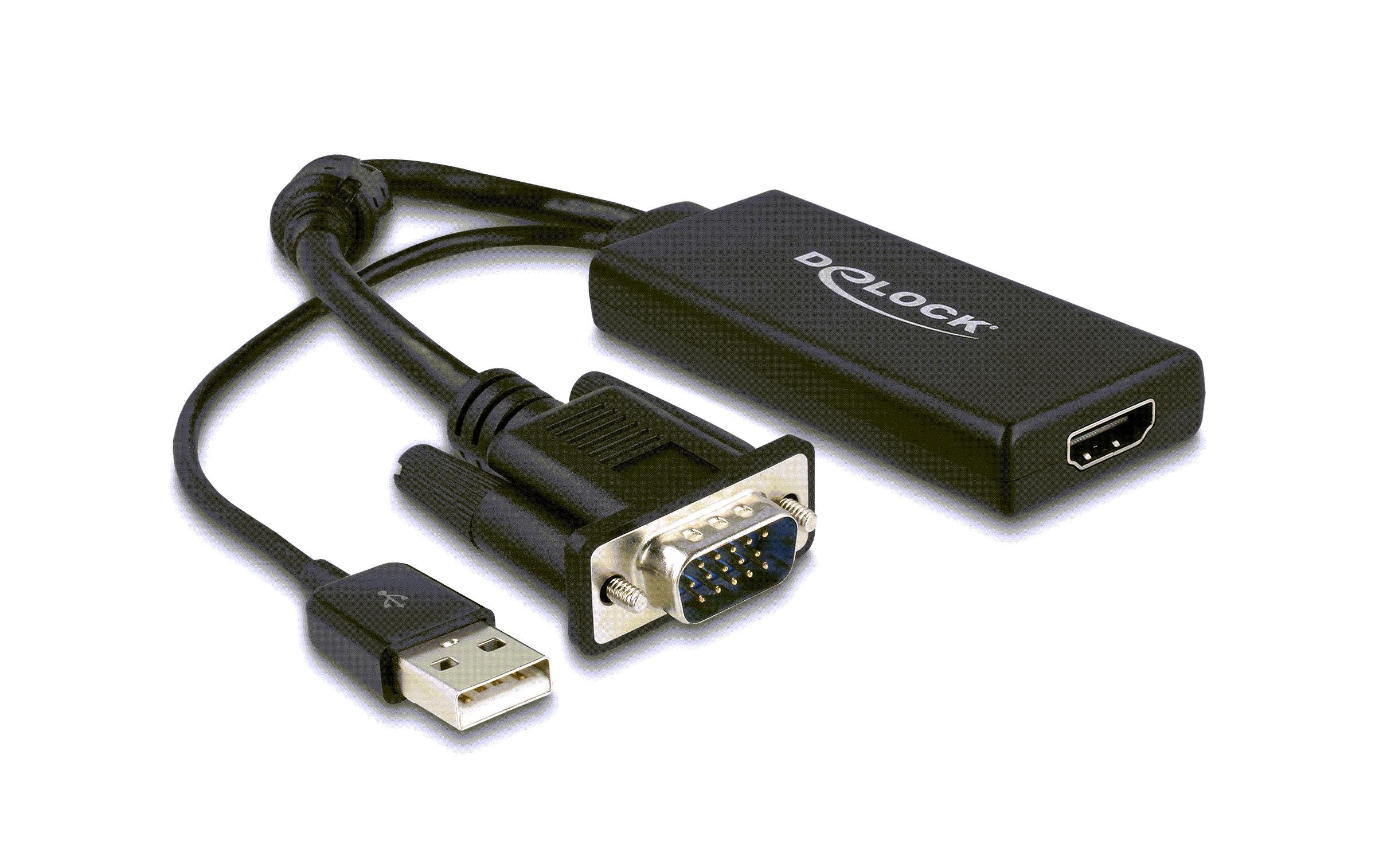 Monitoradapter VGA-St. zu HDMI-Bu. schwarz