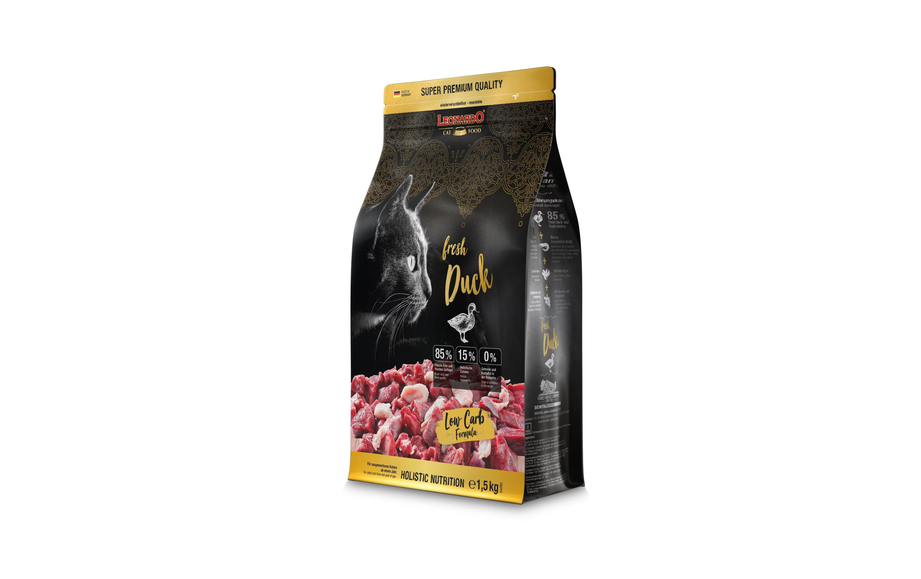 Leonardo Cat Food Trockenfutter Fresh Ente,