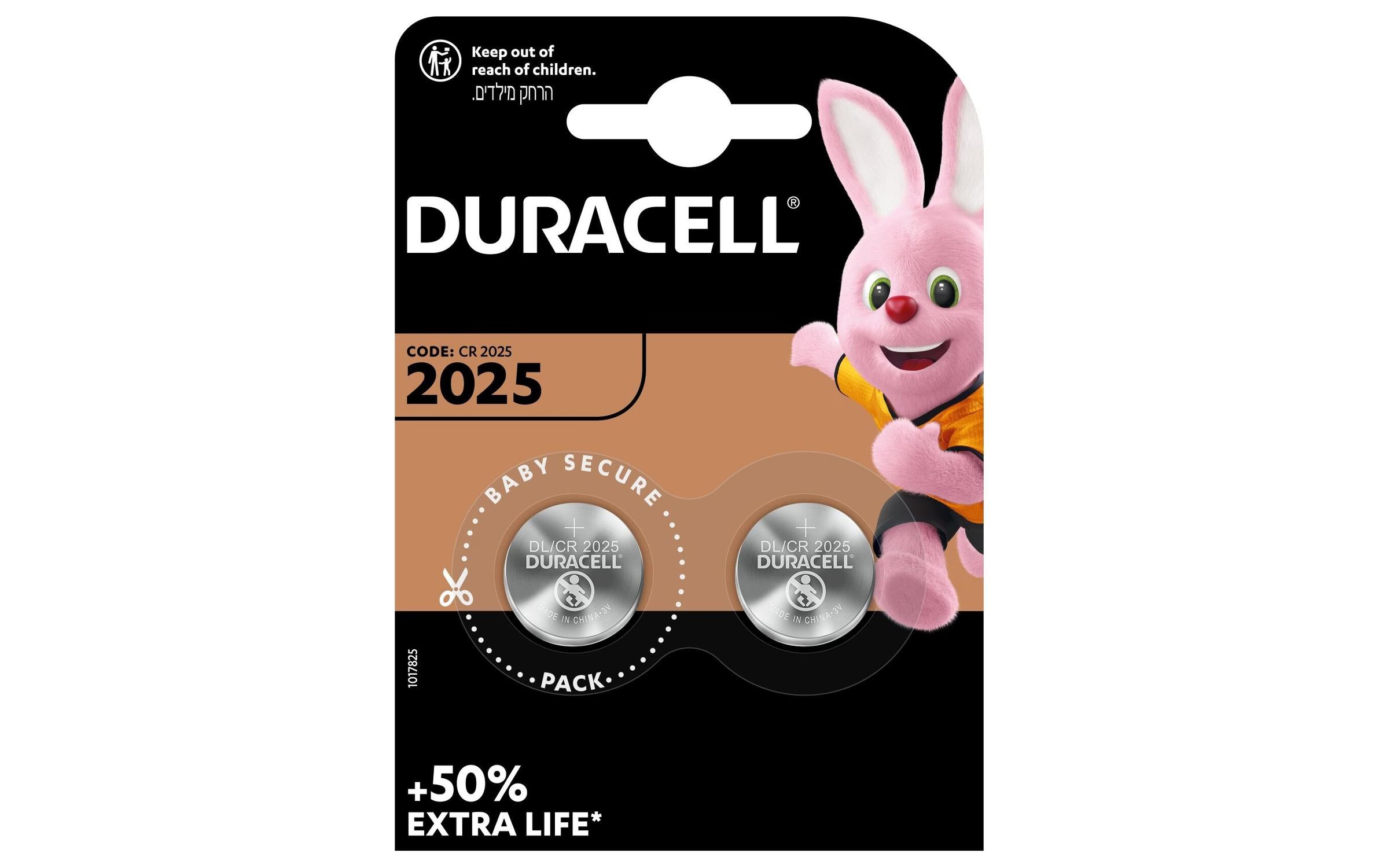 DURACELL Lithium CR2025, 2 Stk