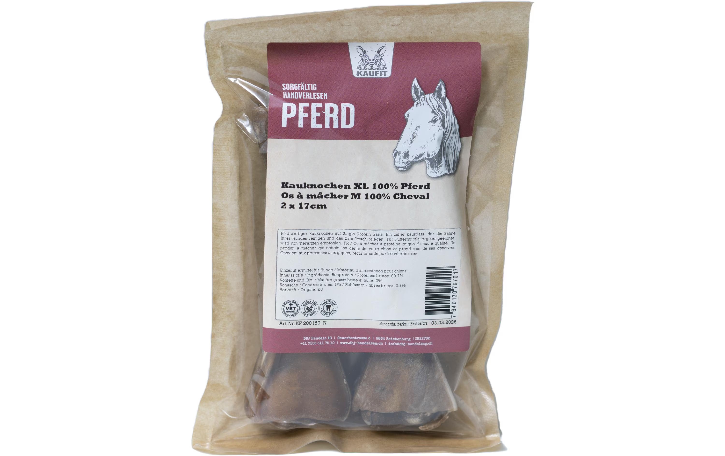 Kaufit Kauknochen Pferd 2 x 17cm