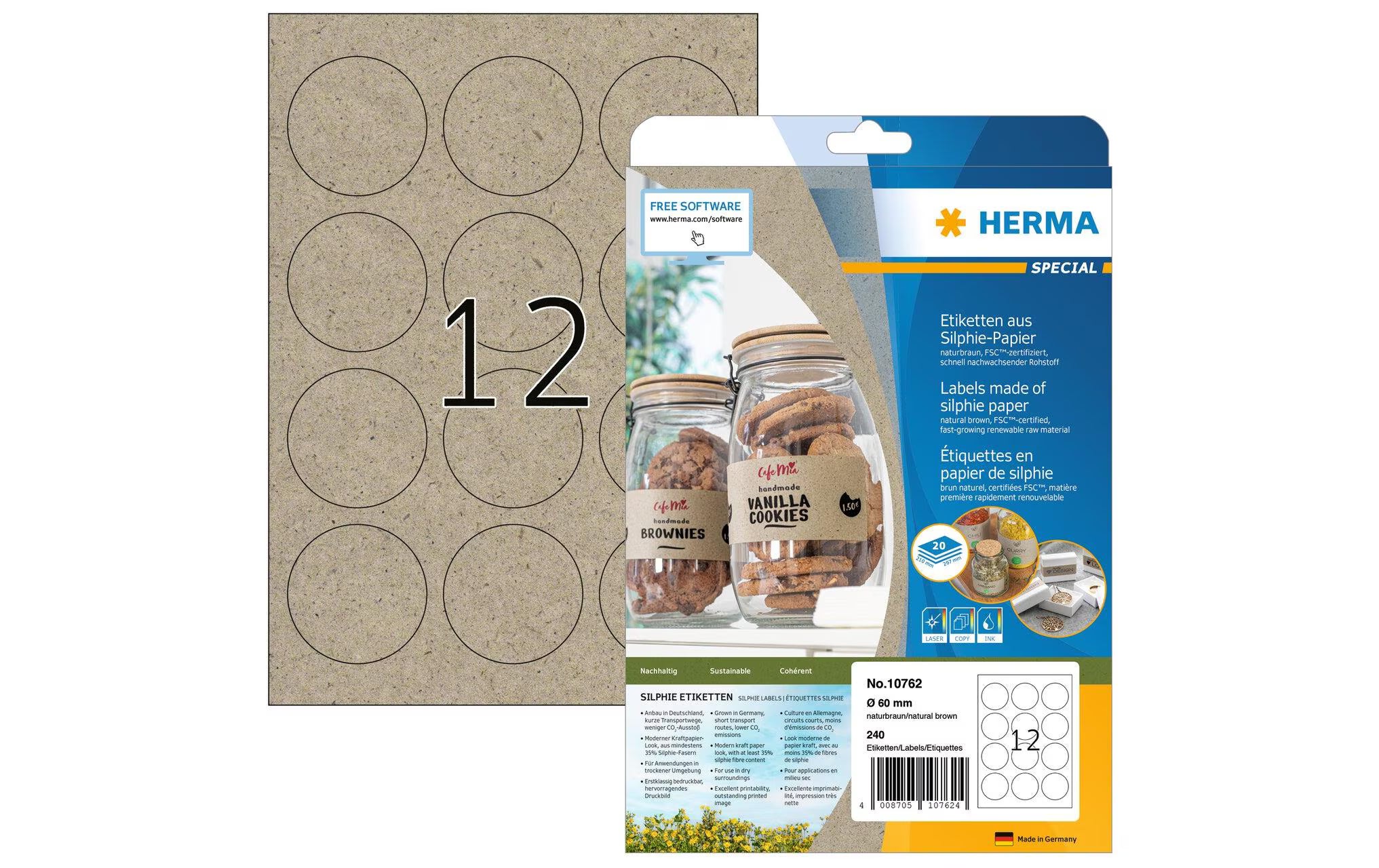 Herma Etiketten aus Silphie Papier, braun