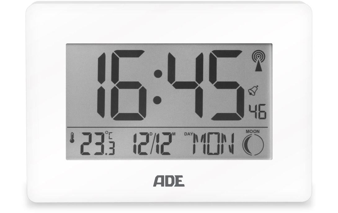 ADE Funkuhr/Wecker XXL-Ziffern, Weiss