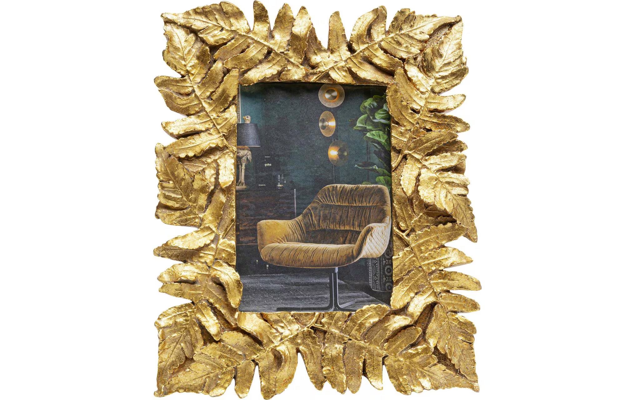 Kare Bilderrahmen Leaves Gold