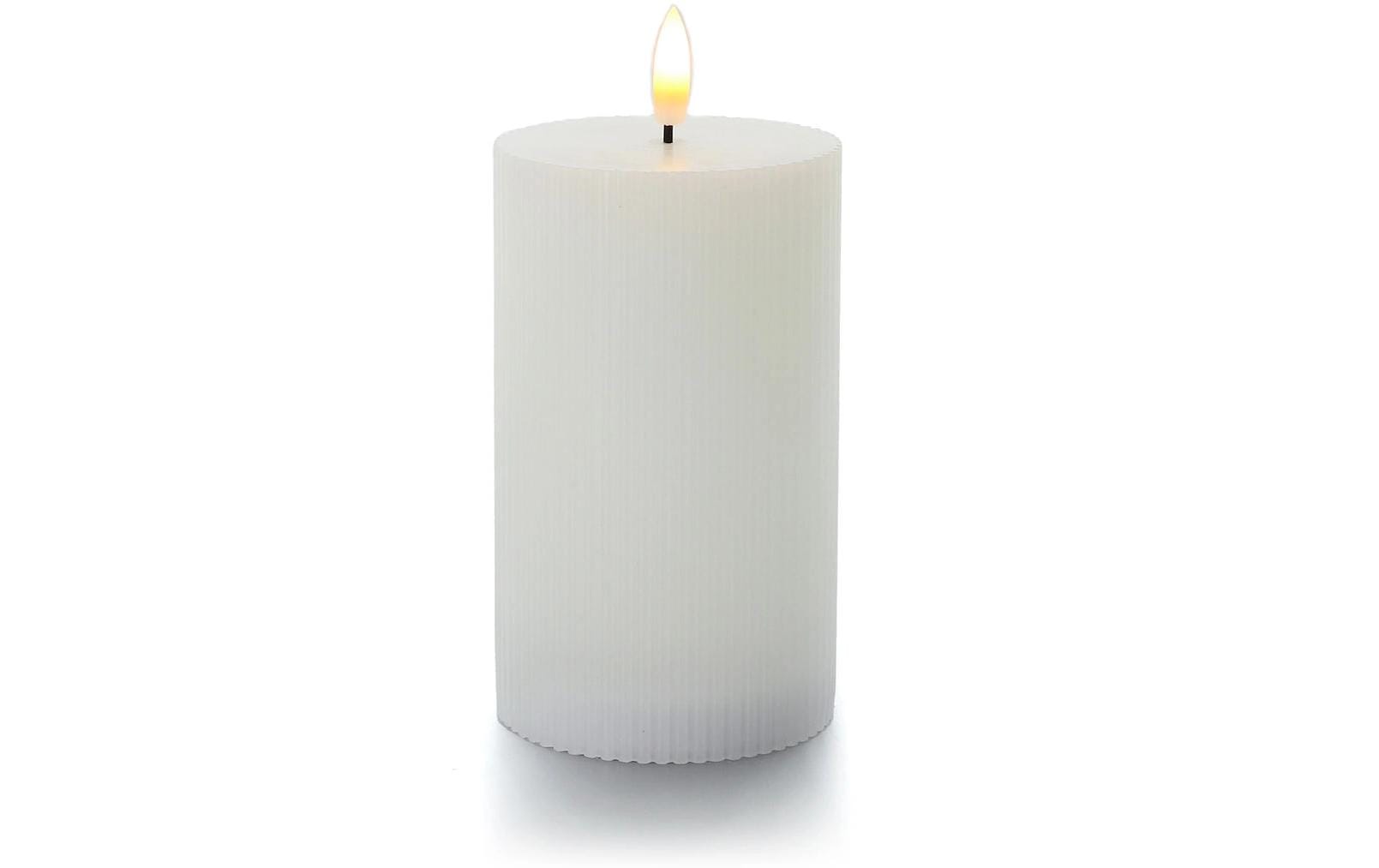balthasar, LED Zylinderkerze Rillen, Weiss