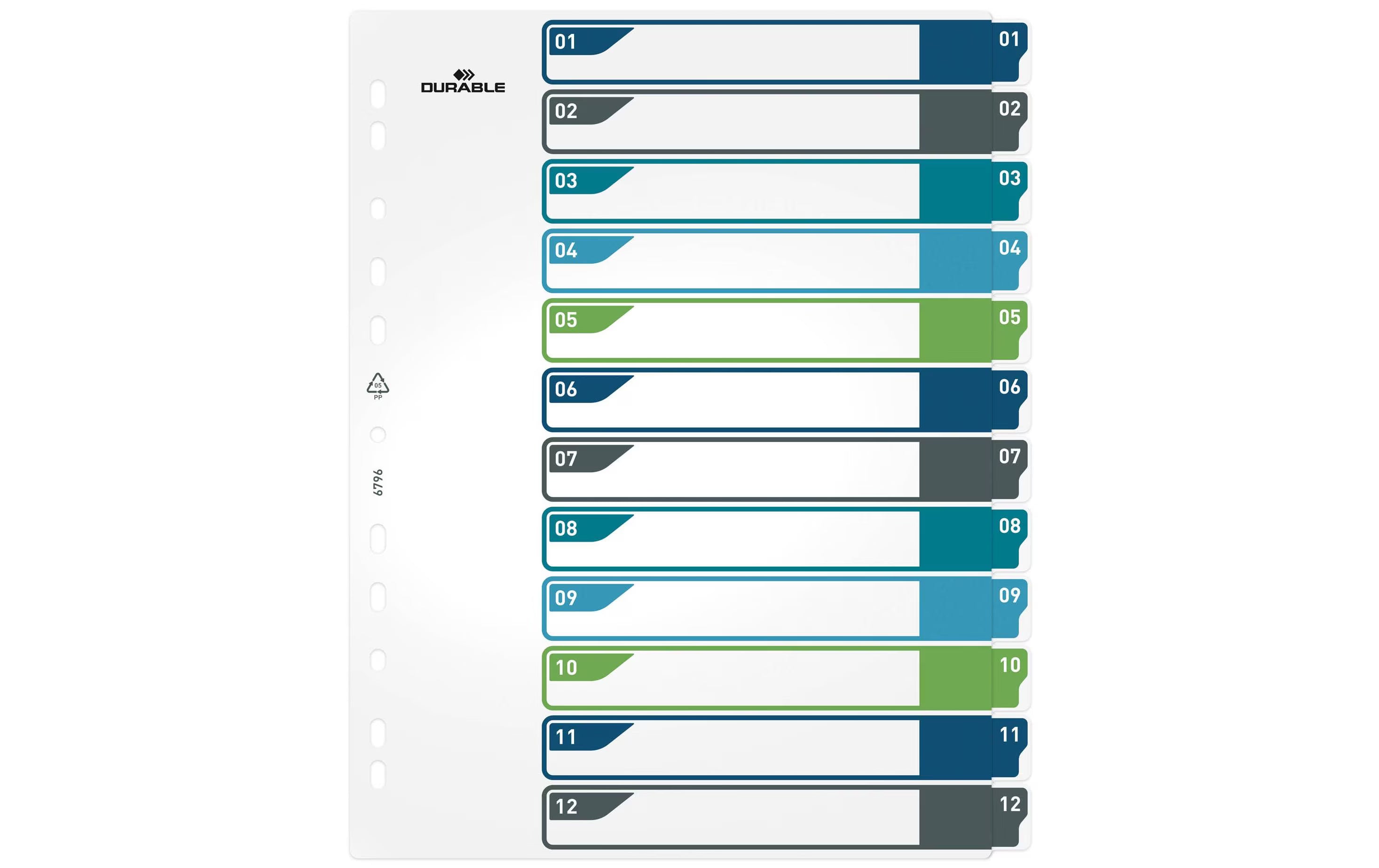Durable Register PP 1-12, 5-farbig