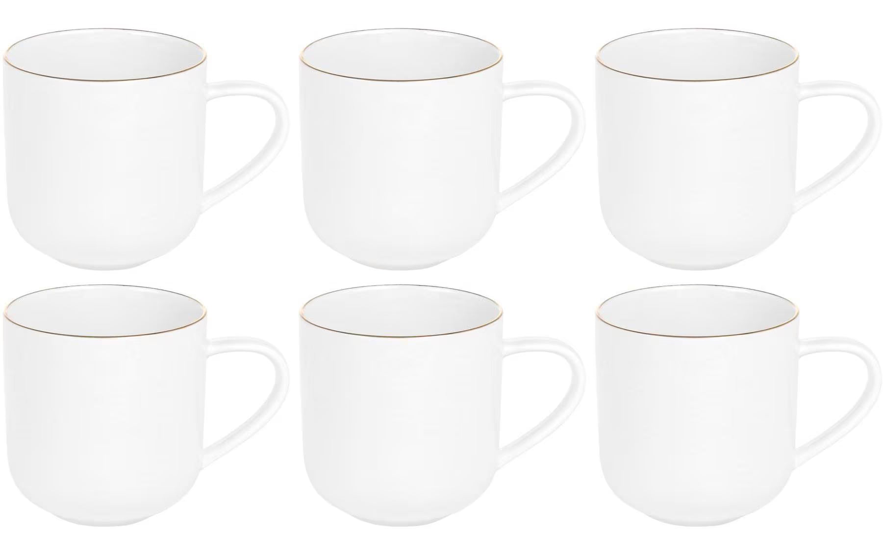FURBER, Tasse 400 ml, 6 Stück, Weiss/Gold