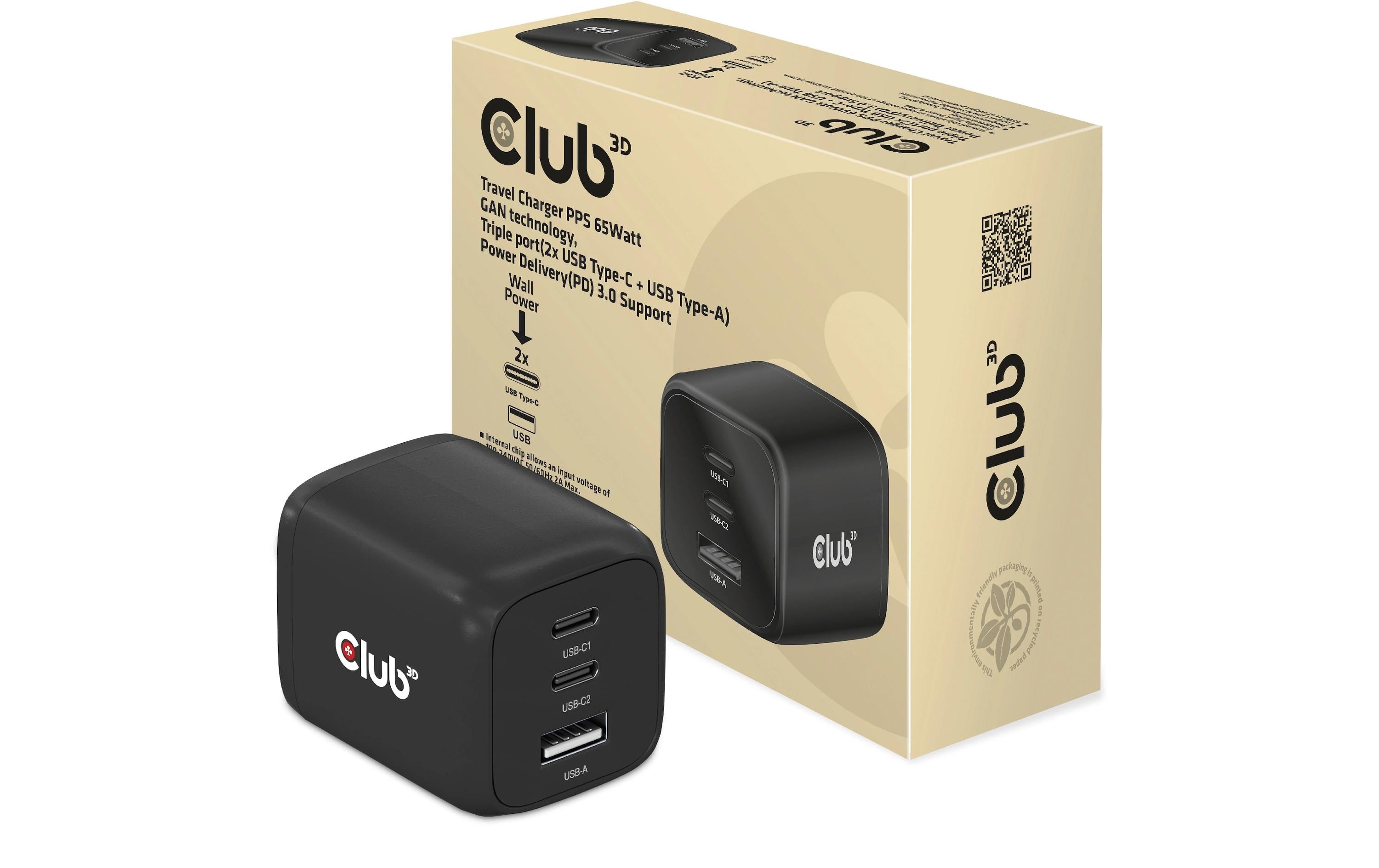 Club 3D USB-Wandladegerät PPS 65Watt