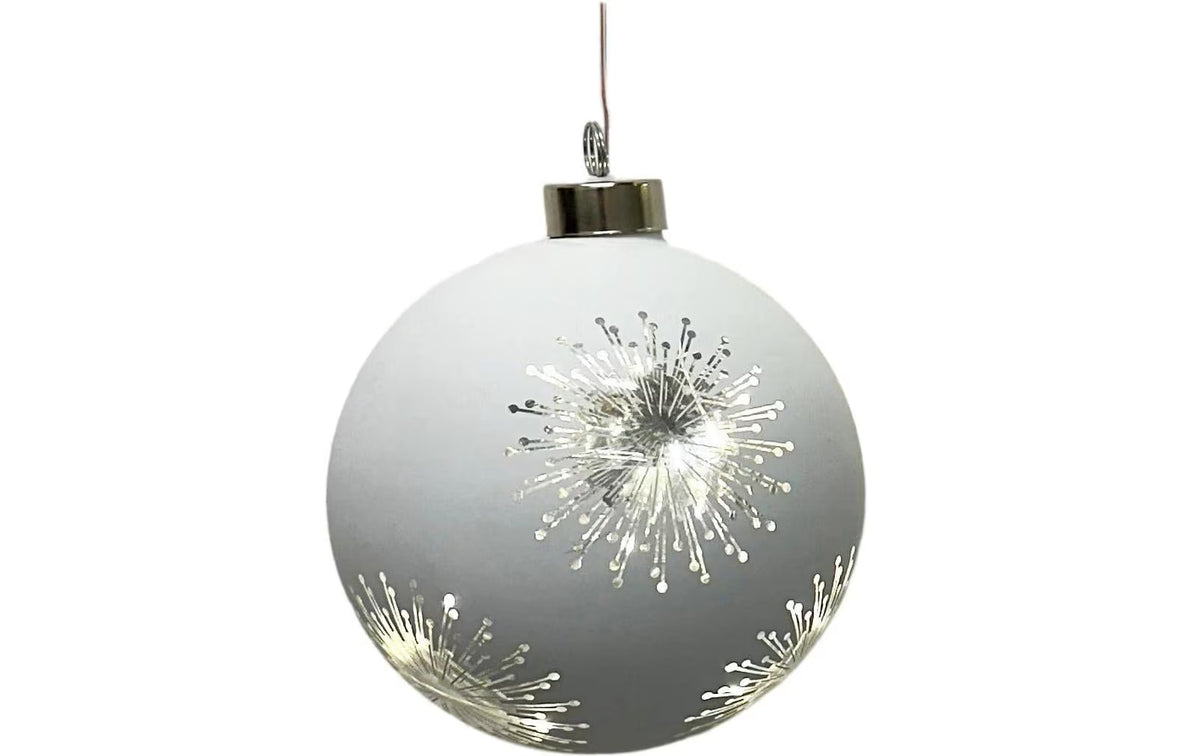 Dameco LED Glas Kugel Hänger D:12cm silber