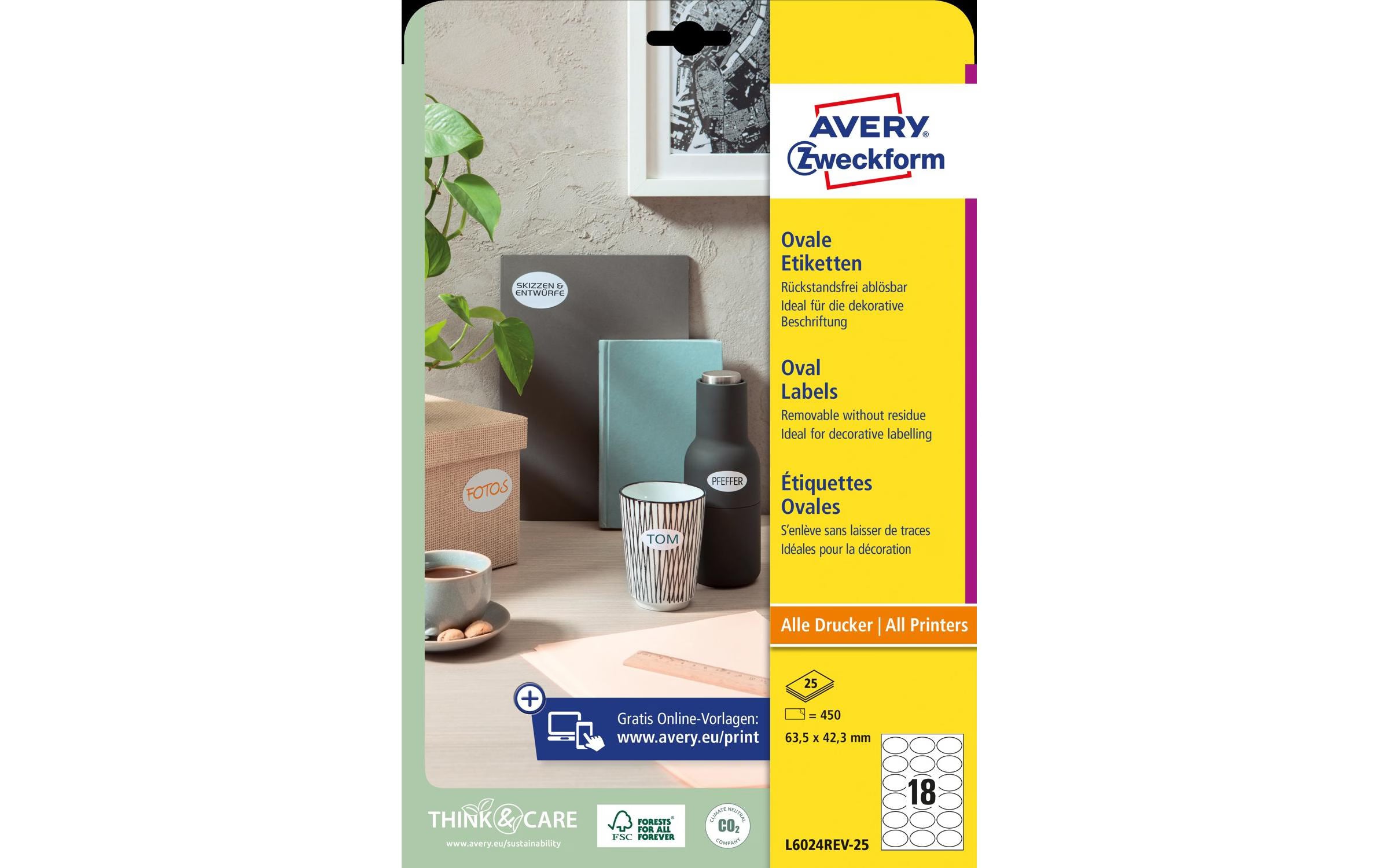 Avery Zweckform Etiketten oval