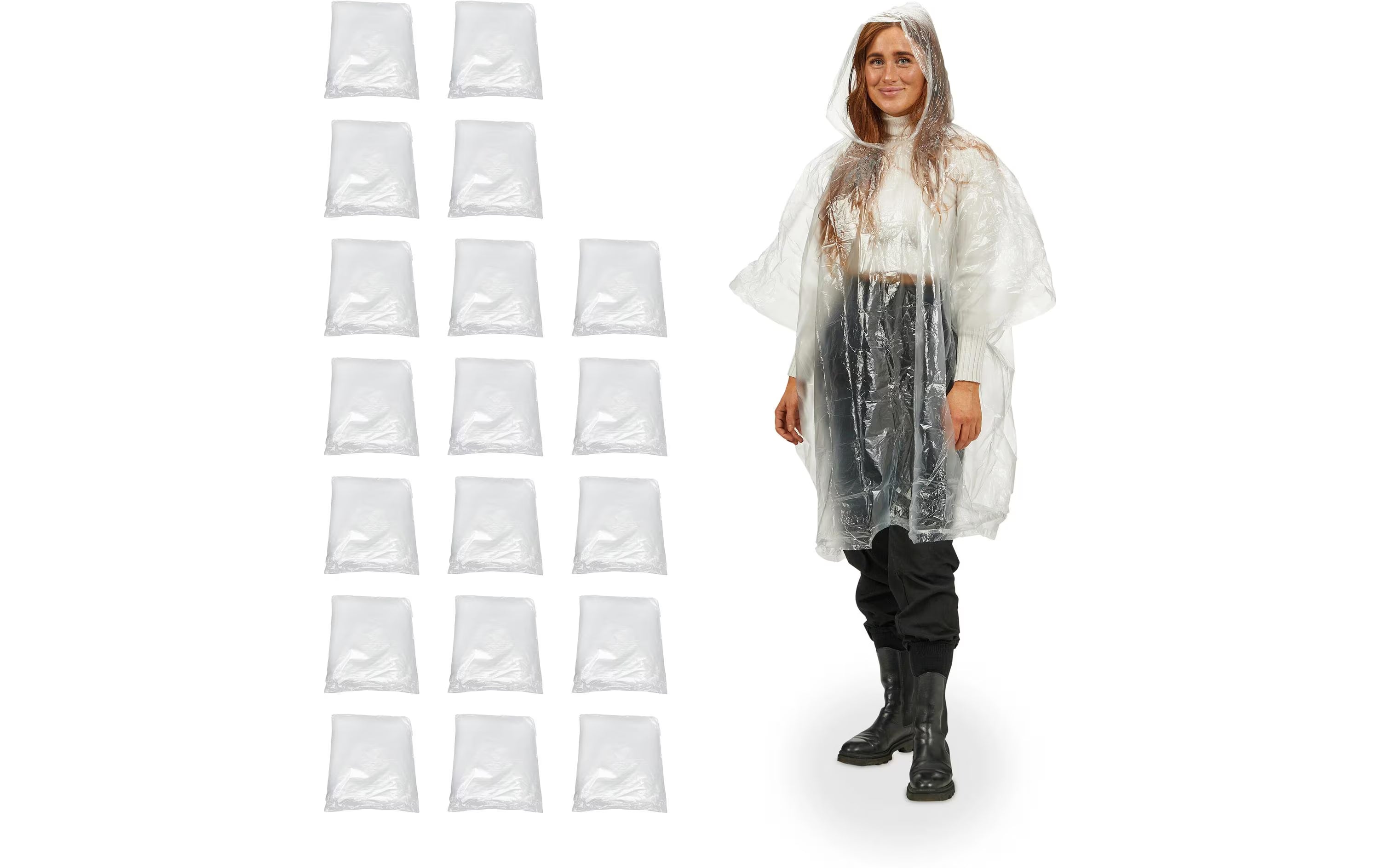 relaxdays, Regenponcho 20 Stück, Transparen