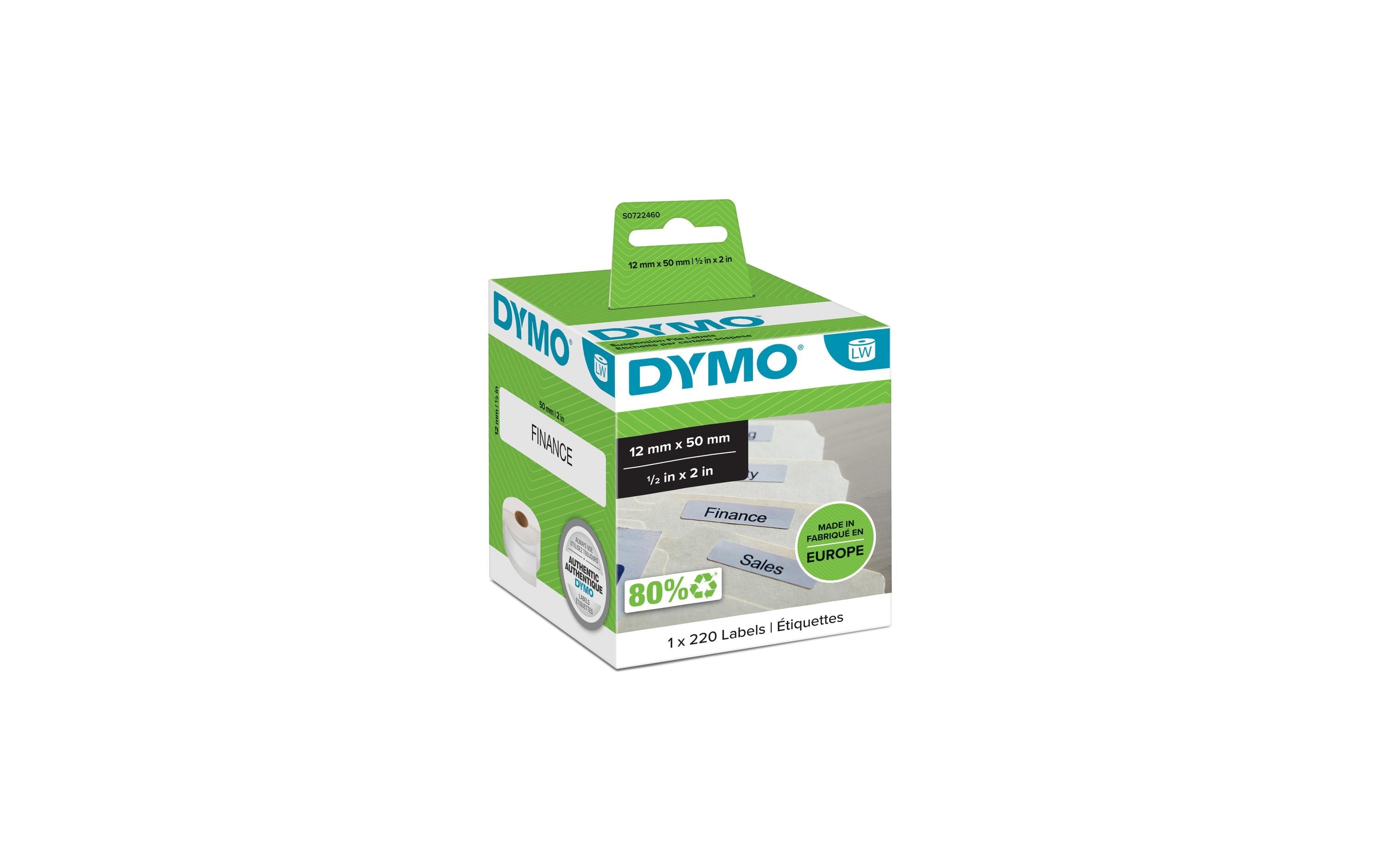 Dymo Hängeablagen-Etiketten 12x50mm, weiss