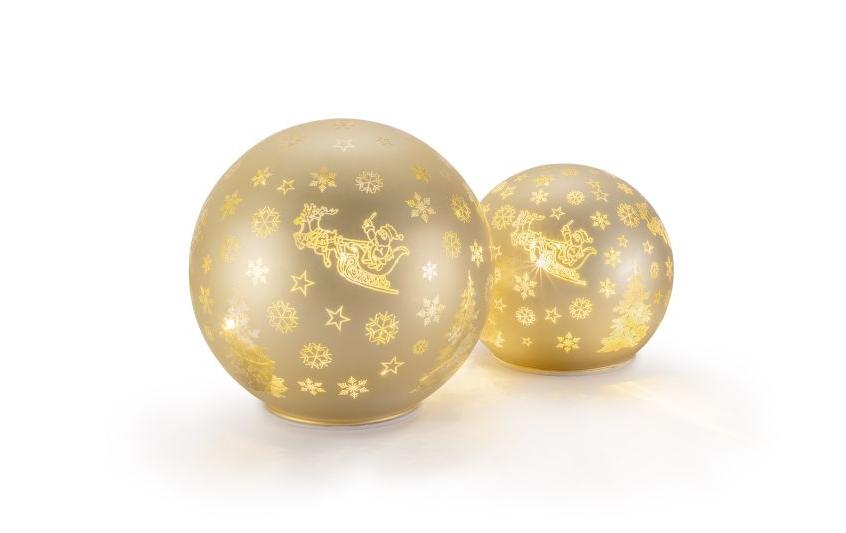 STT LED Windlicht 2er Set Glass Ball gold