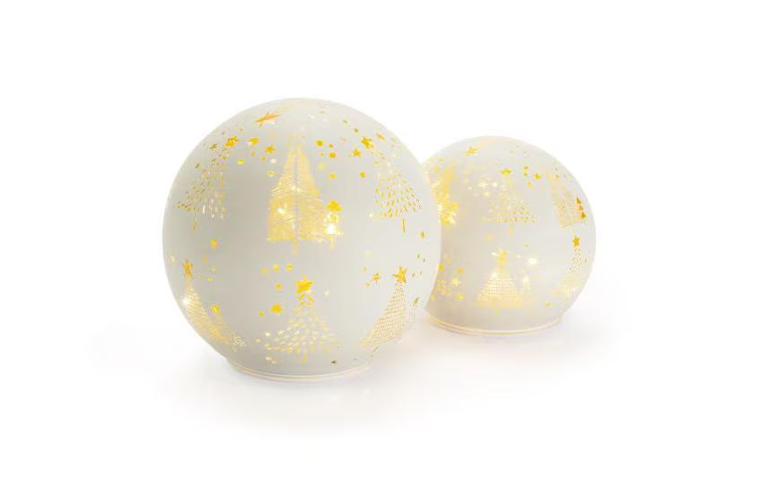 STT LED Windlicht 2er Set Glass Ball weiss