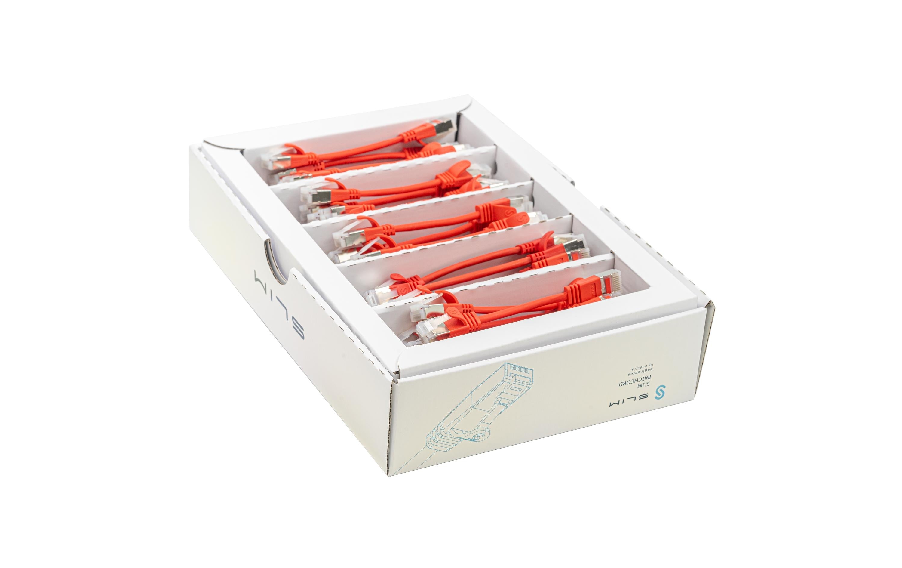 SLIM Patchkabel: 10cm, rot, 50-Pack