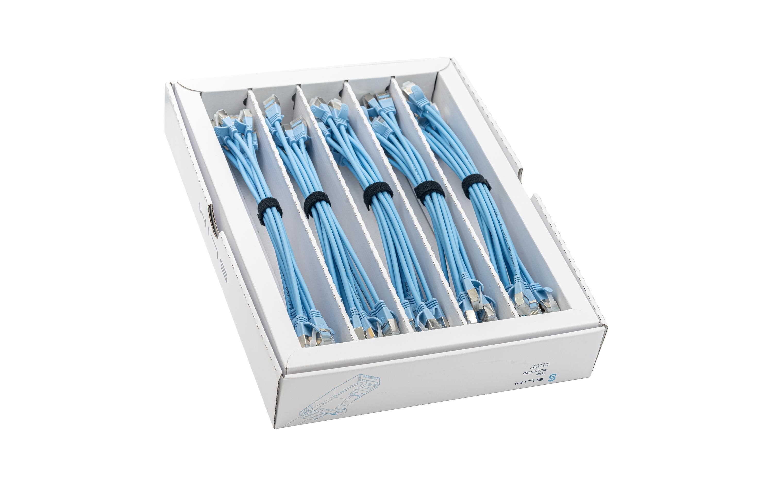 SLIM Patchkabel: 25cm, blau, 50-Pack