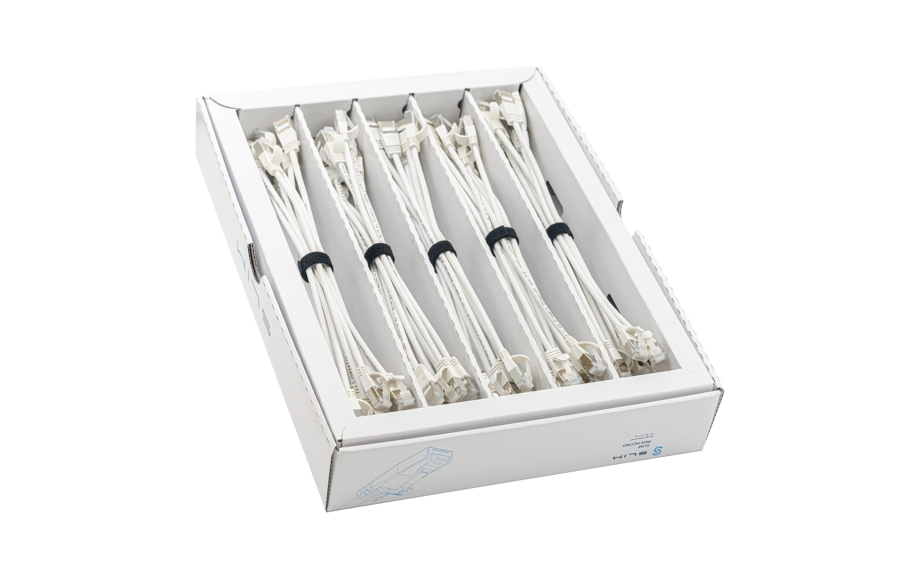 SLIM Patchkabel: 25cm, weiss, 50-Pack