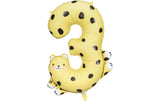 Partydeco Folienballon Zahl 3 Gepard