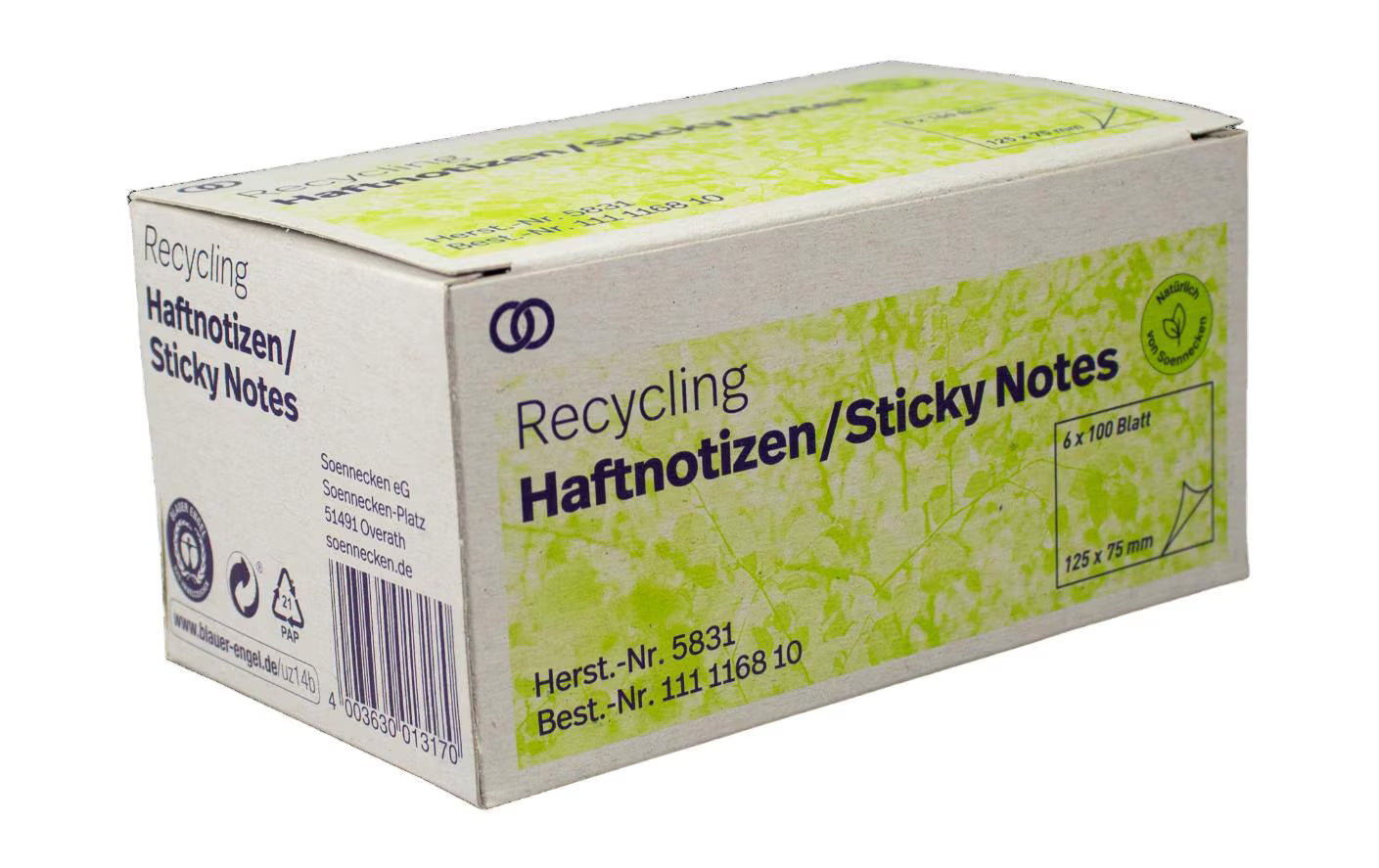 Soennecken Haftnotiz oeco Recycling, 6 Stk