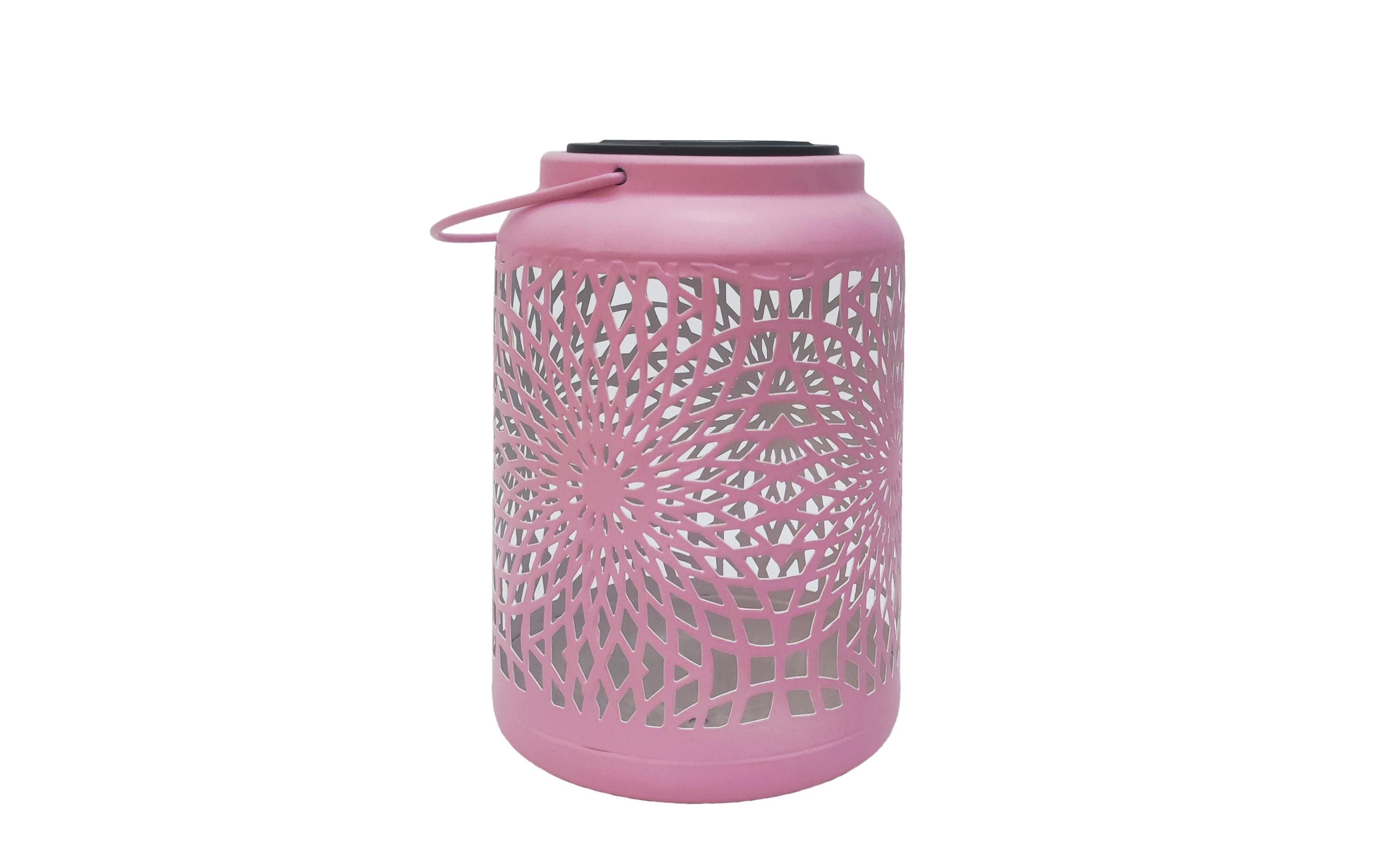 Dameco LED Solar Laterne Muster rosa
