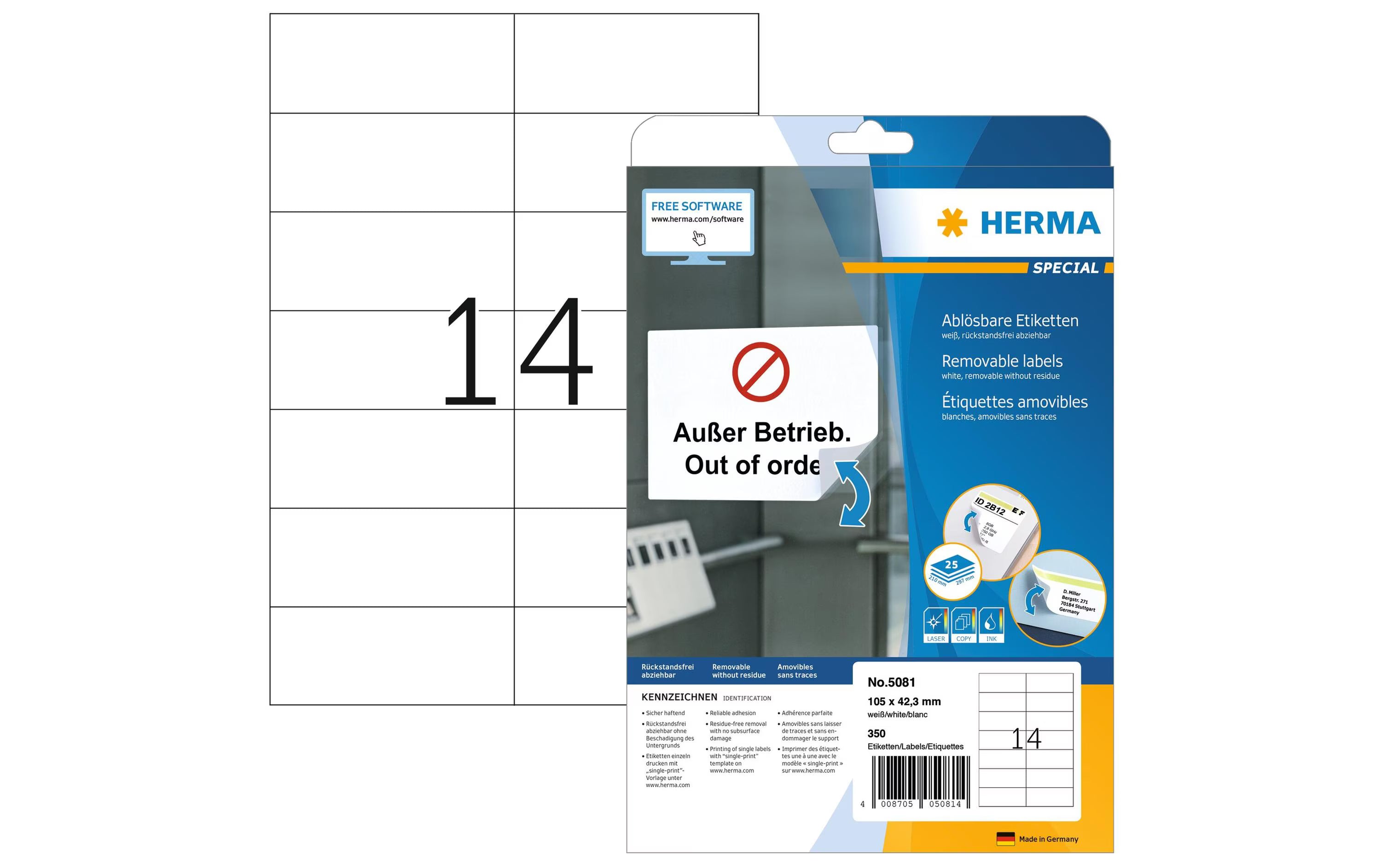 Herma Universaletiketten 5081 ablösbar,