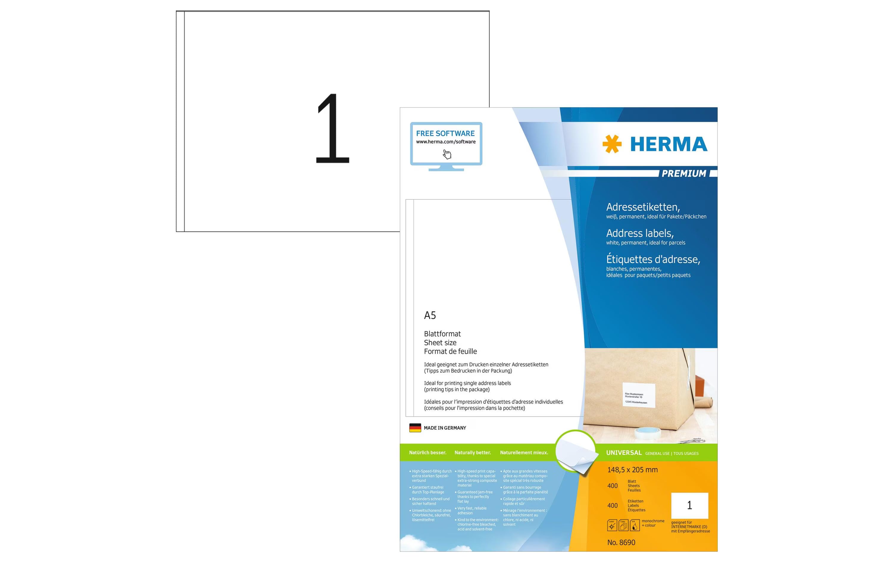 Herma Premium-Etiketten A5 8690 14.85x20.5