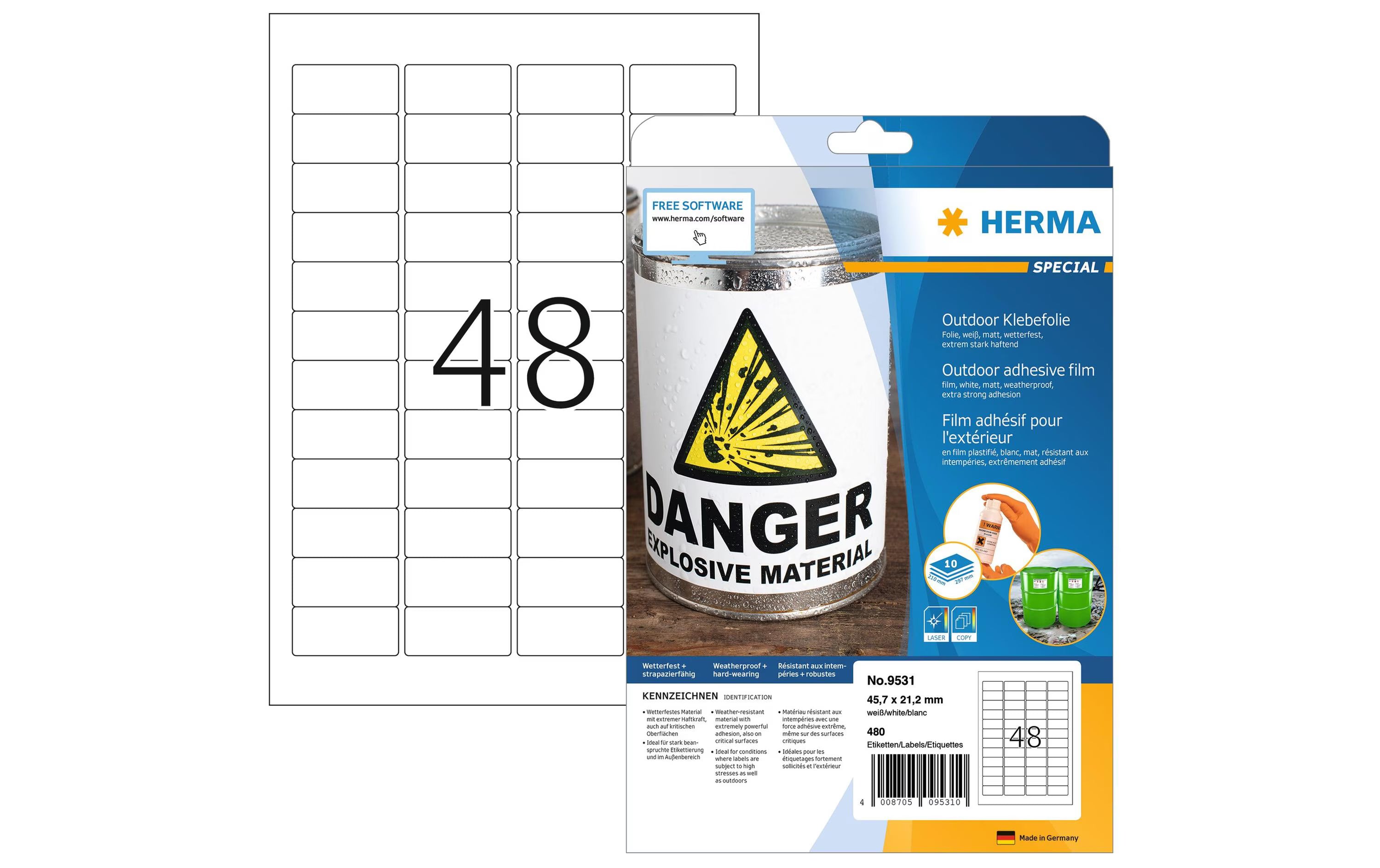 Herma Wetterf. Outdoor-Folienetiketten 9531
