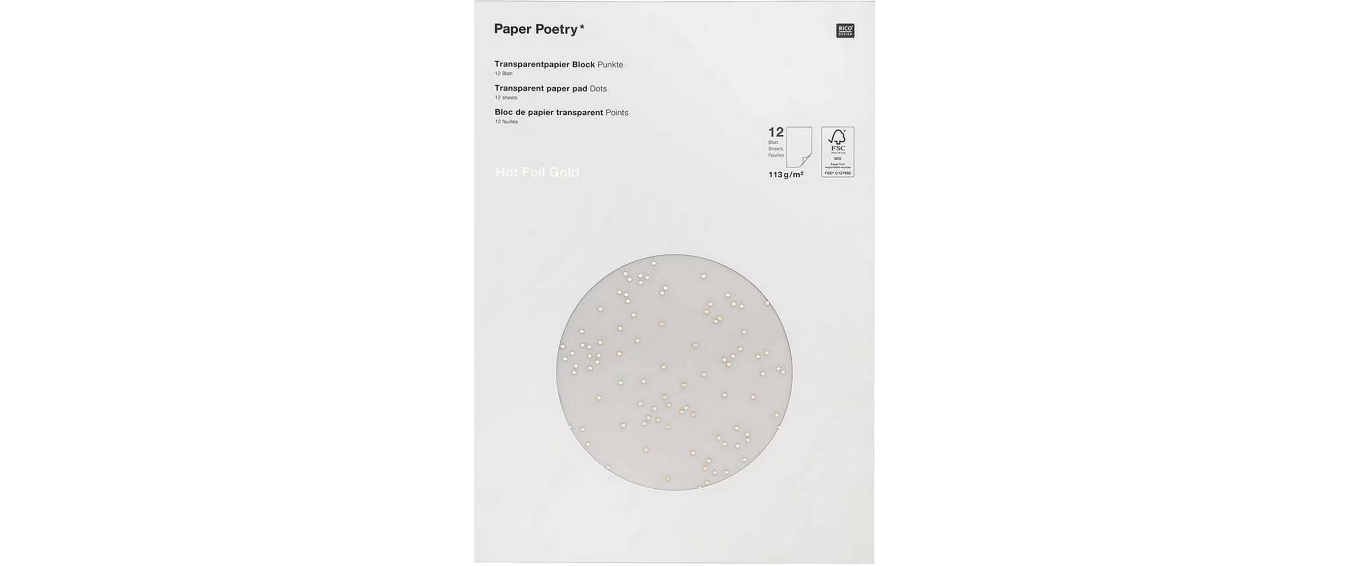 Rico Transparent Papier, Punkte, gold mix