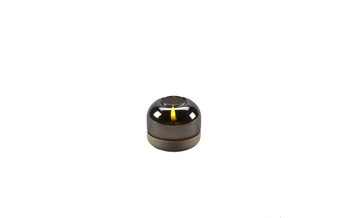 Konstsmide LED Kerze graues Glas beige