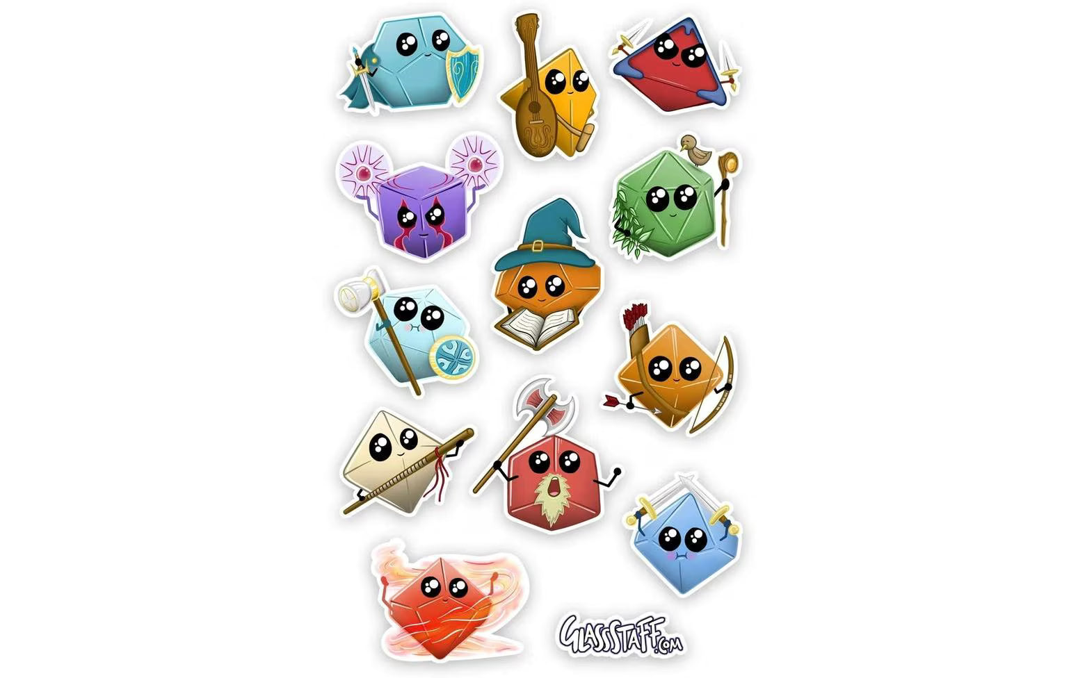 Sticker Kawaii Dice Classes