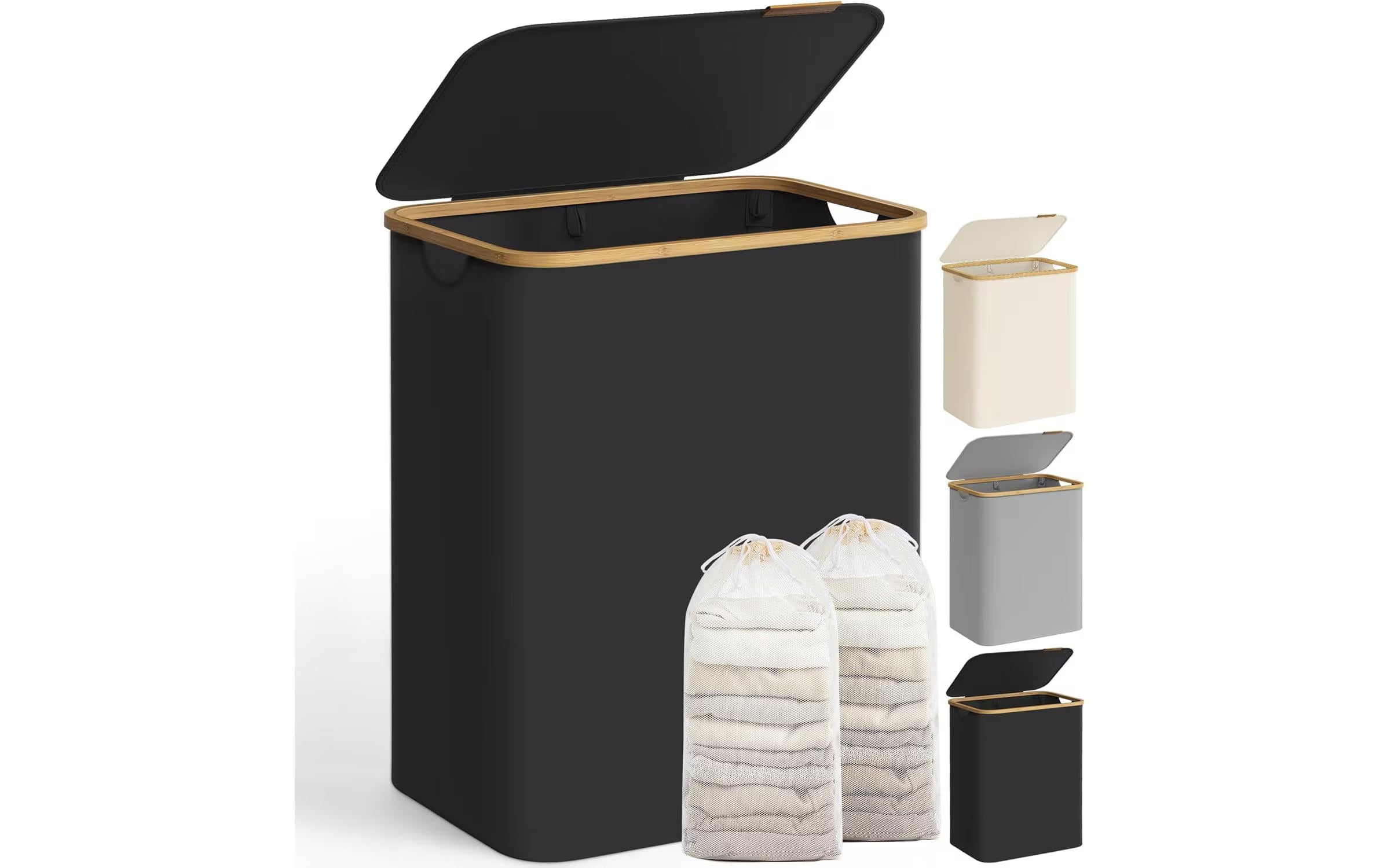 Songmics Wäschekorb Schwarz, 130 L