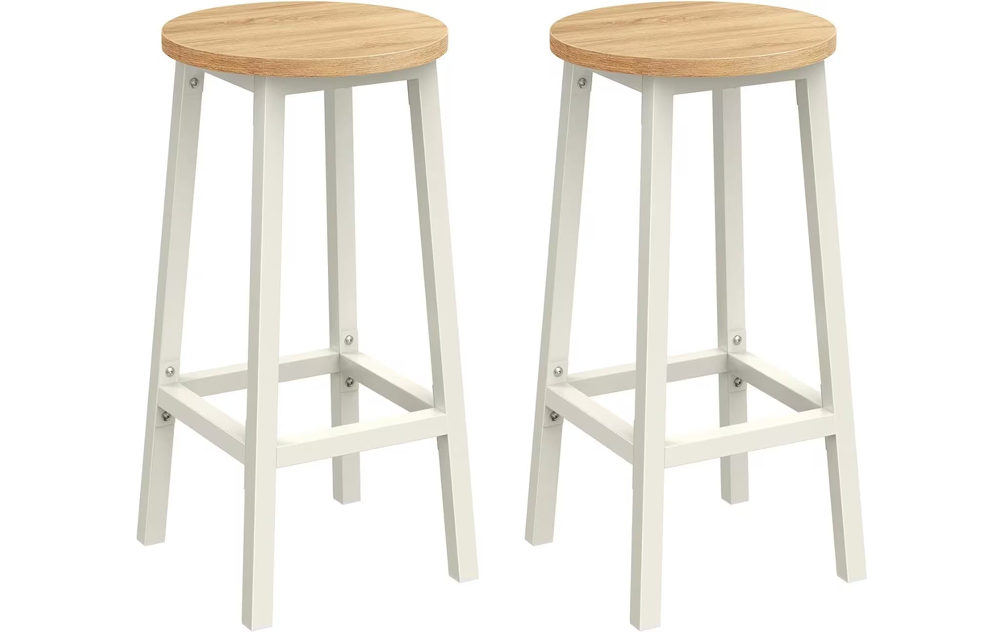 Vasagle Barhocker, 2er Set, Weiss-Natur