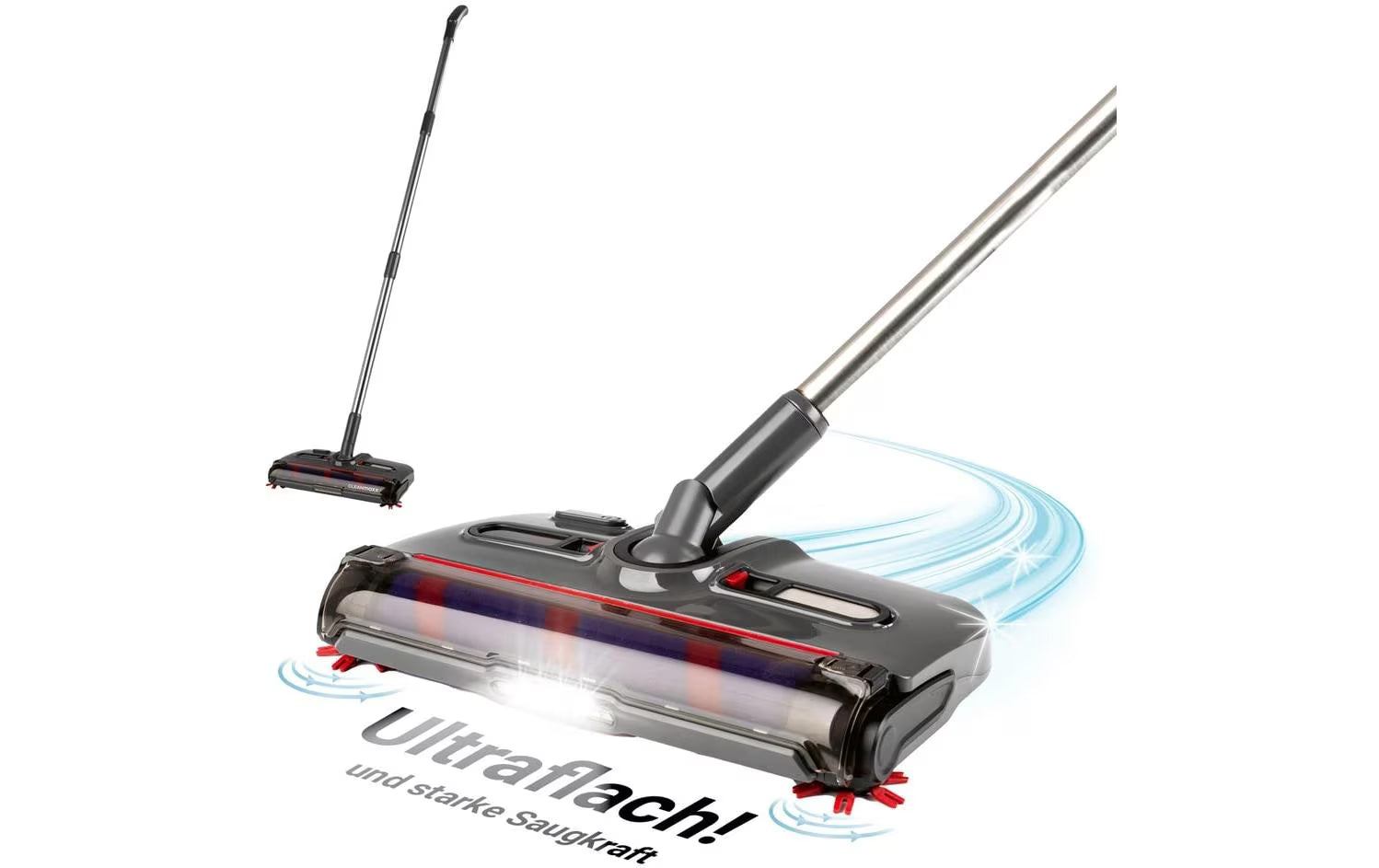 CLEANmaxx Akku-Besen mit Licht 3,7V grau